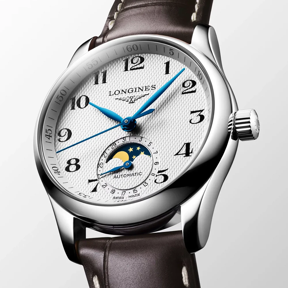 Master Collection Moonphase 34mm Silver Dial Strap Watch - Image 4