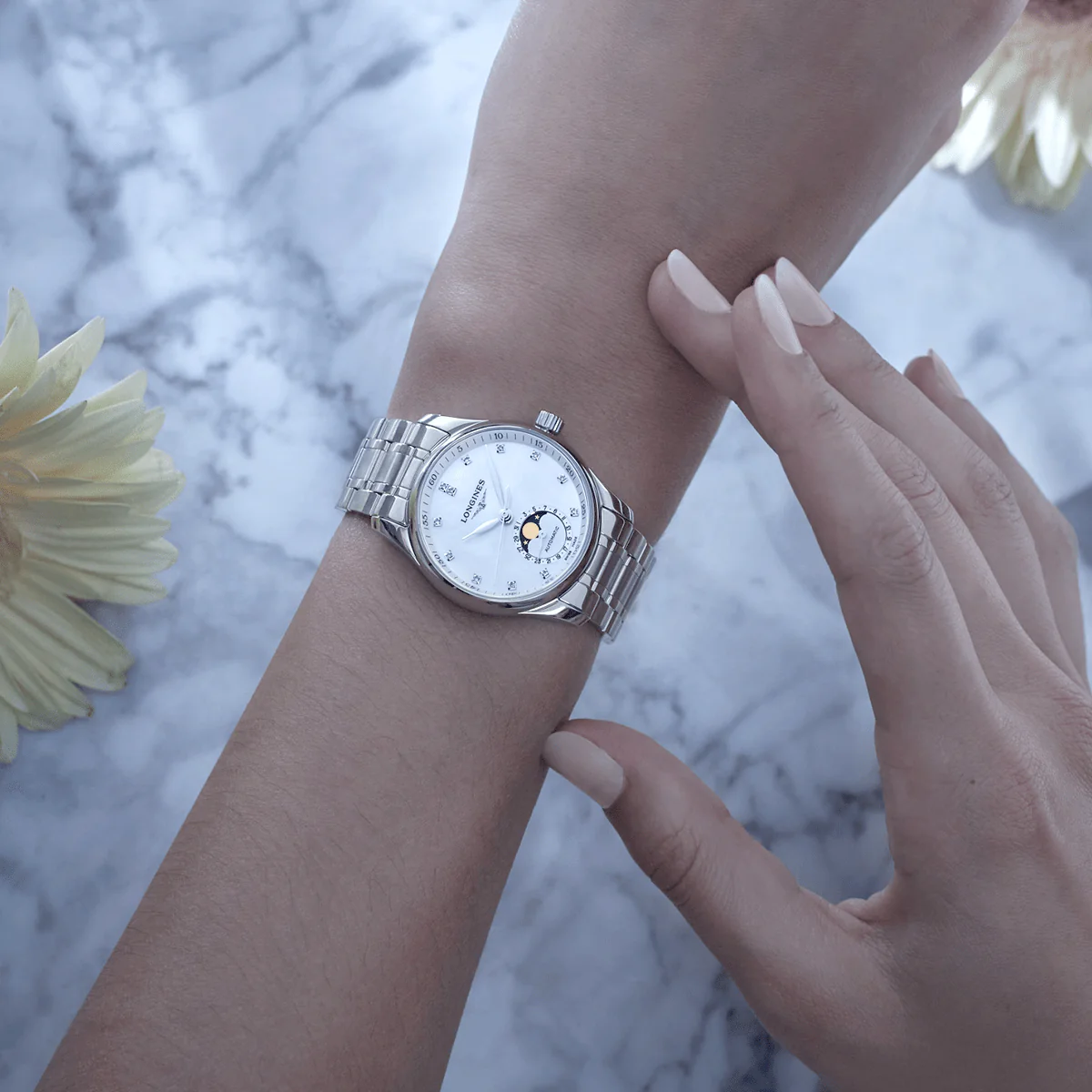 Master Collection Moonphase 34mm Diamond Dial Bracelet Watch - Image 2
