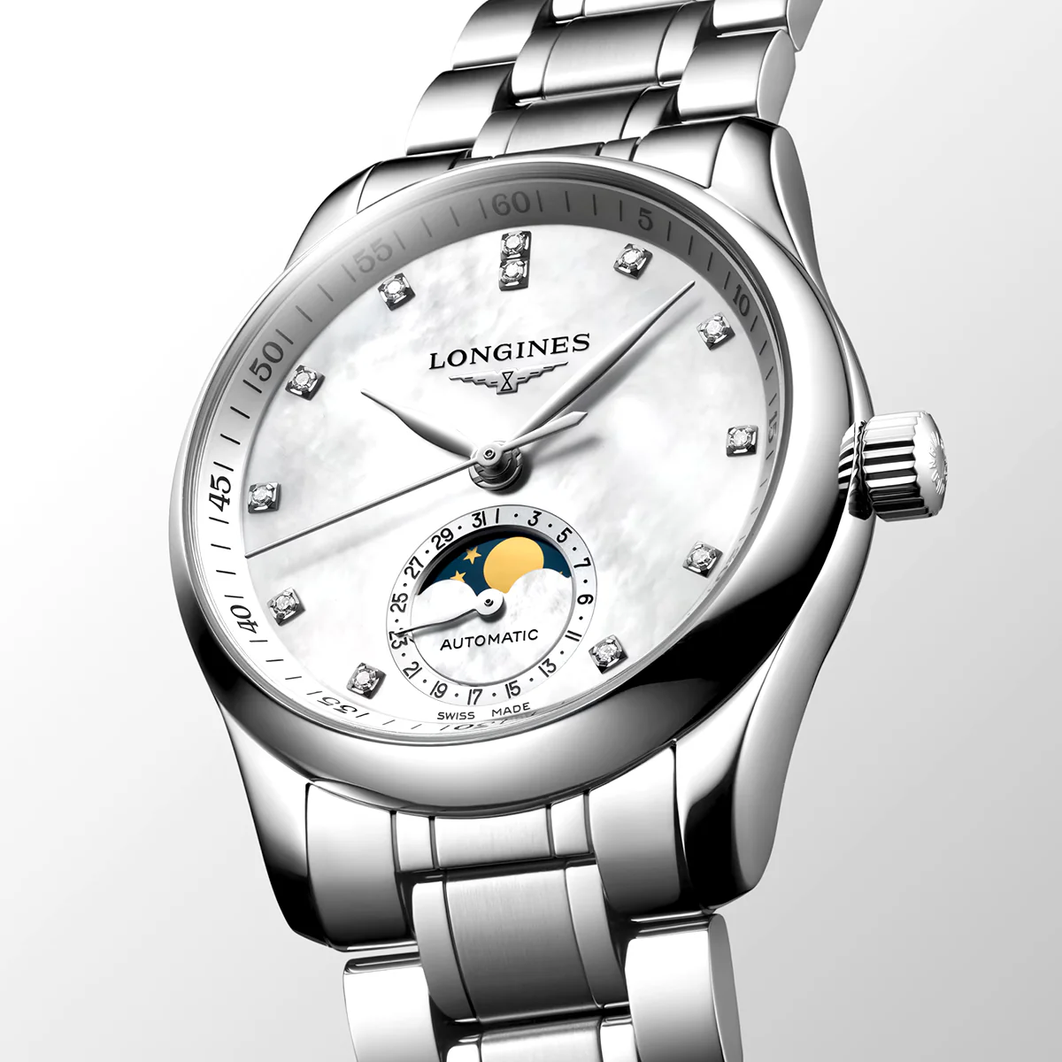 Master Collection Moonphase 34mm Diamond Dial Bracelet Watch - Image 3
