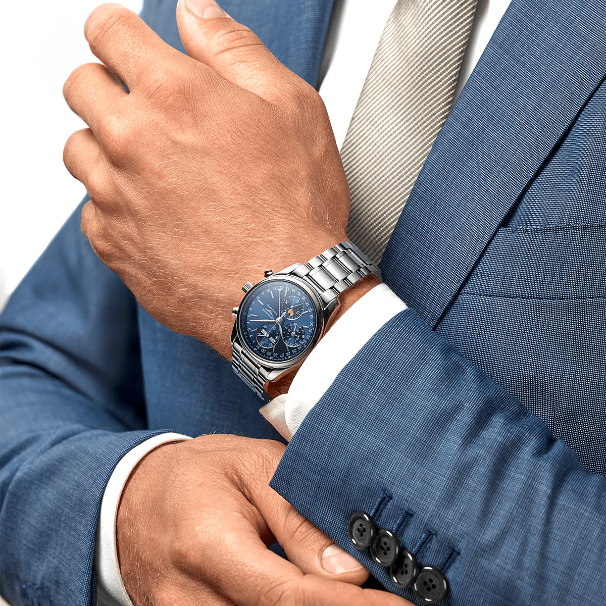 Master Collection Moonphase Chronograph 40mm Blue Dial Bracelet Watch - Image 2