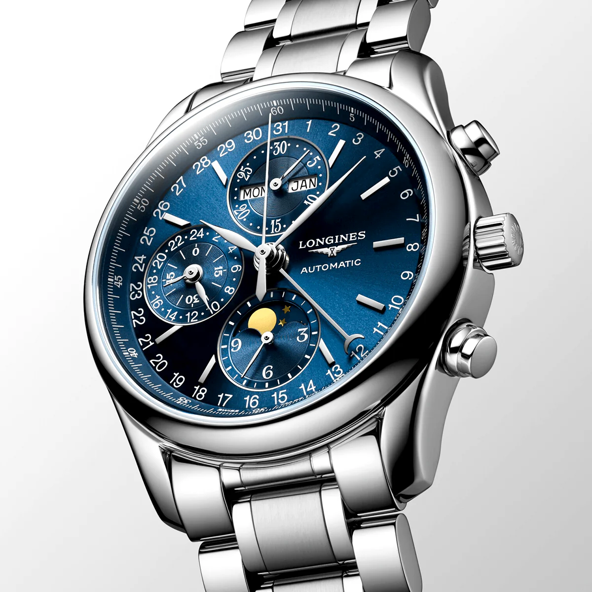 Master Collection Moonphase Chronograph 40mm Blue Dial Bracelet Watch - Image 3