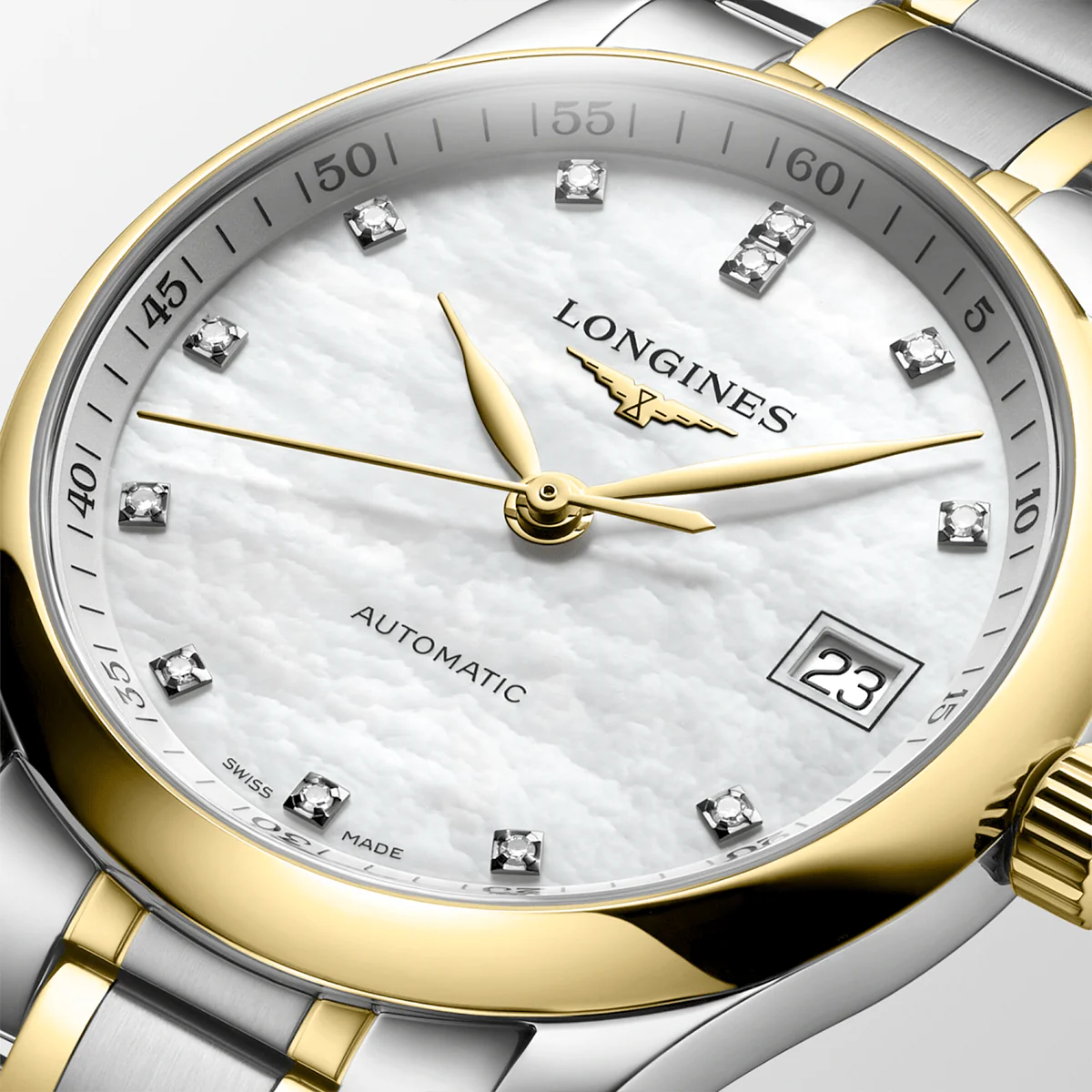 Master 34mm Two-Tone White Mother of Pear Dial Bracelet Watch - Image 2