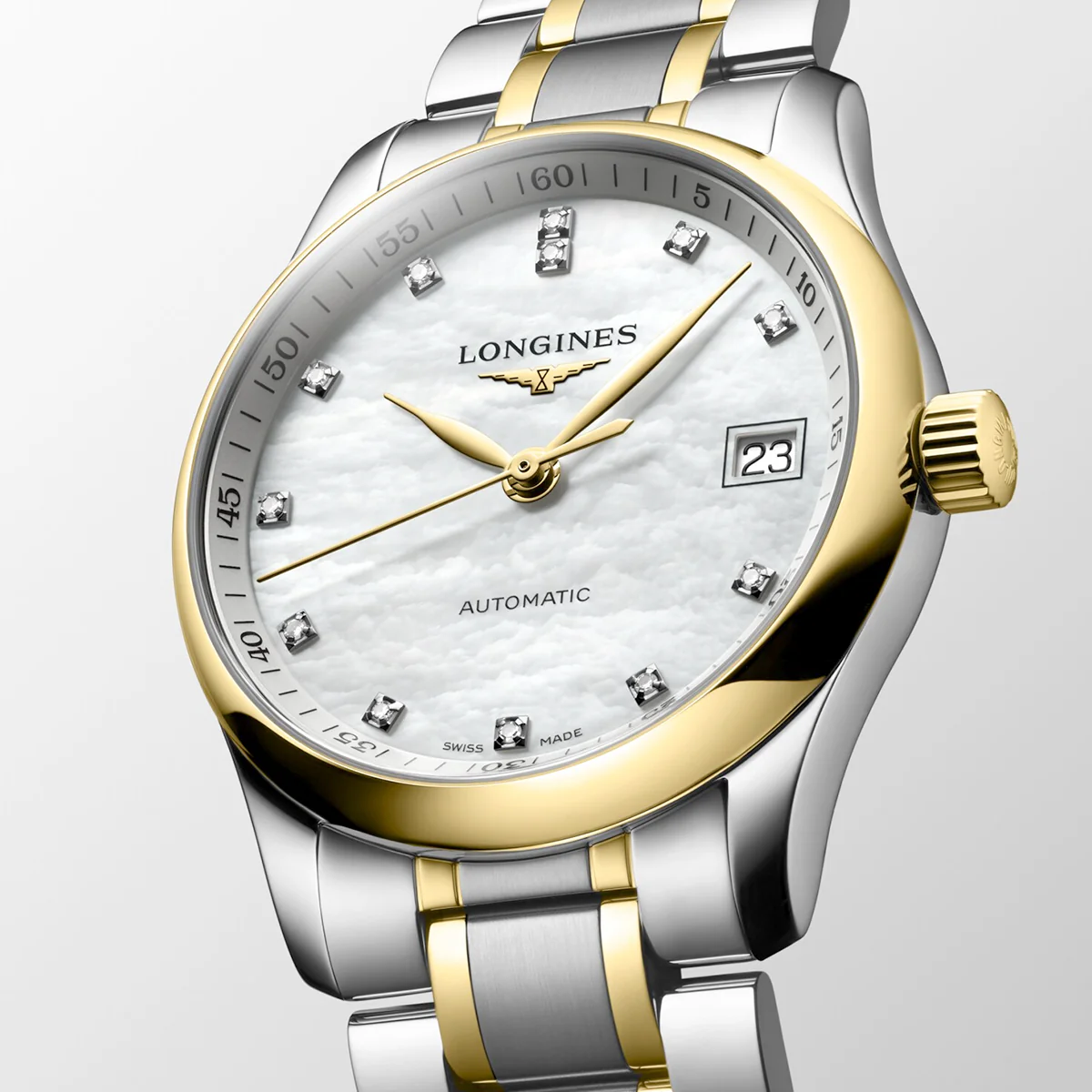 Master 34mm Two-Tone White Mother of Pear Dial Bracelet Watch - Image 4