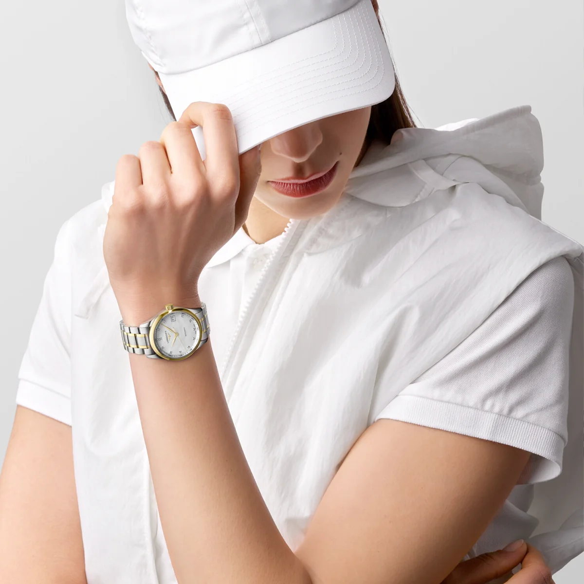 Master 34mm Two-Tone White Mother of Pear Dial Bracelet Watch - Image 6
