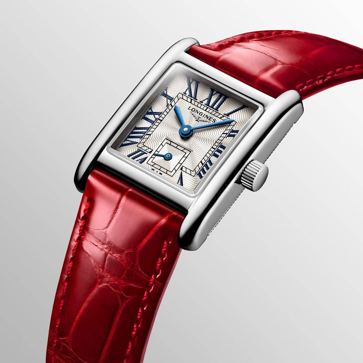 Mini DolceVita Steel Silver Dial Ladies Red Leather Strap Watch - Image 2