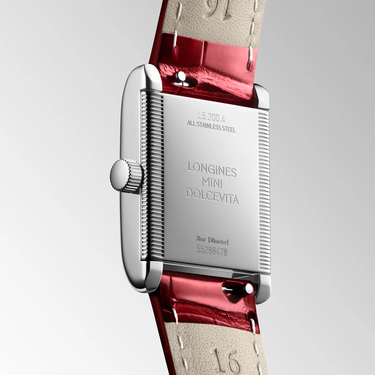 Mini DolceVita Steel Silver Dial Ladies Red Leather Strap Watch - Image 3