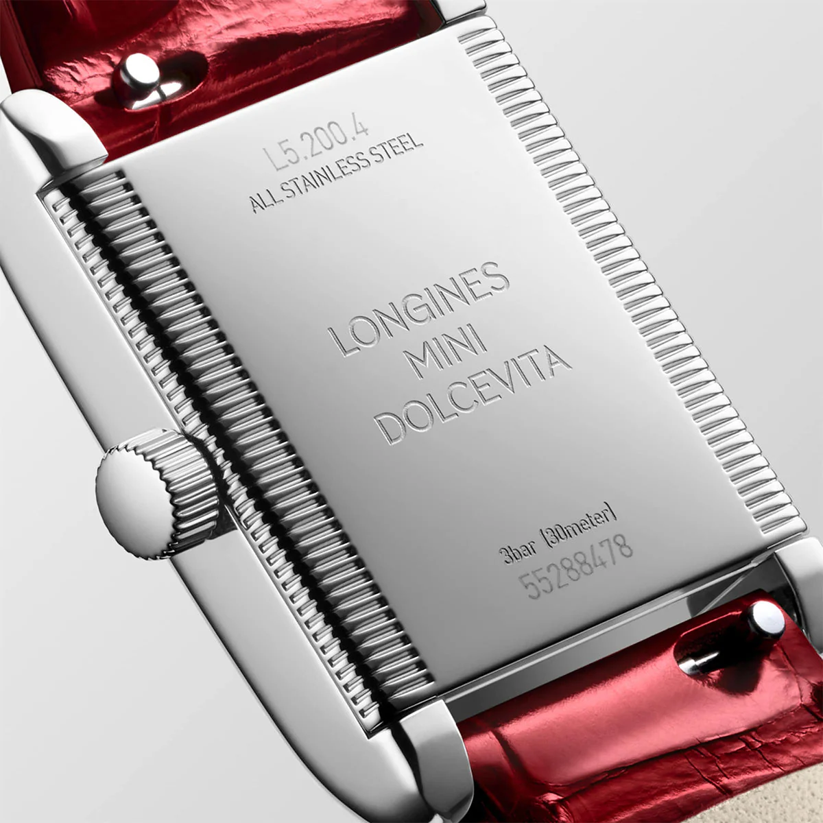 Mini DolceVita Steel Silver Dial Ladies Red Leather Strap Watch - Image 4