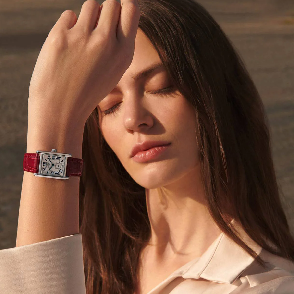 Mini DolceVita Steel Silver Dial Ladies Red Leather Strap Watch - Image 5