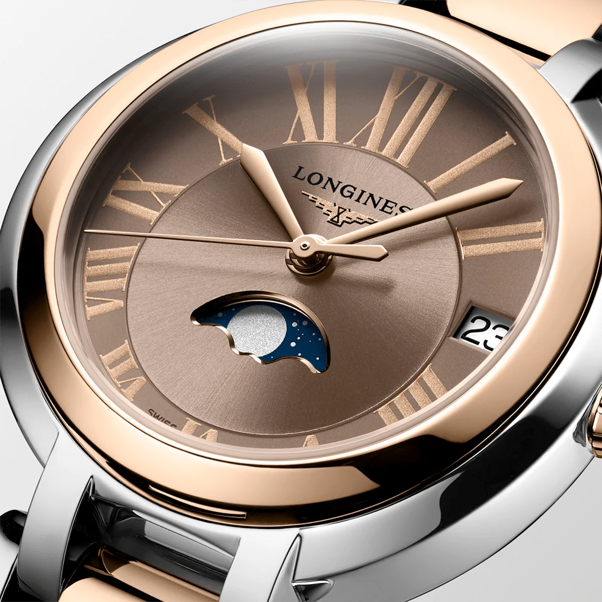 PrimaLuna Moonphase 30.5mm Two-Tone Taupe Dial Ladies Watch - Image 3