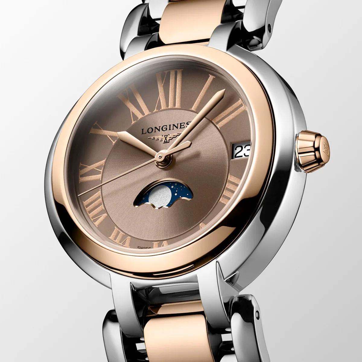 PrimaLuna Moonphase 30.5mm Two-Tone Taupe Dial Ladies Watch - Image 4