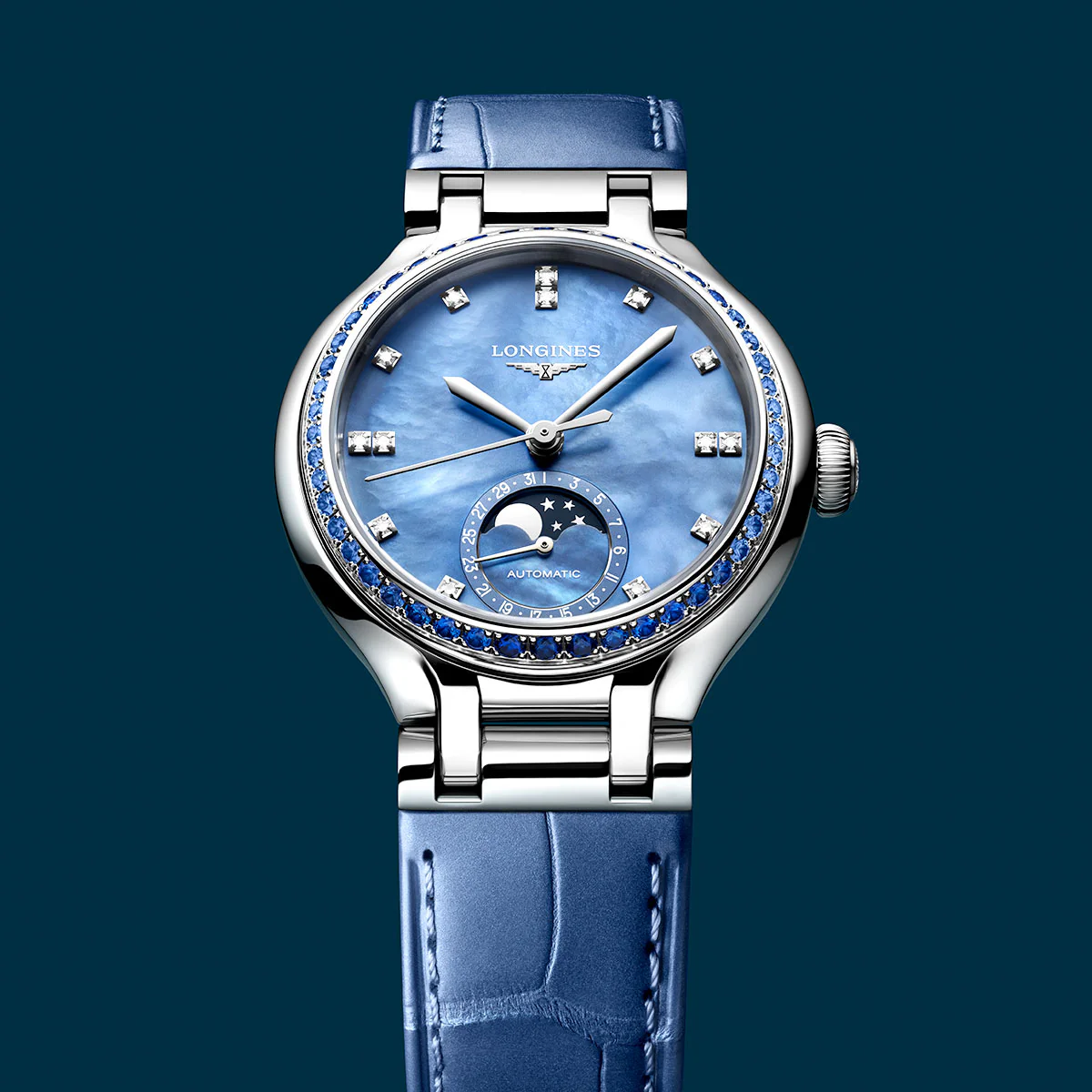 PrimaLuna Moonphase 34mm Steel Automatic Strap Watch - Image 4