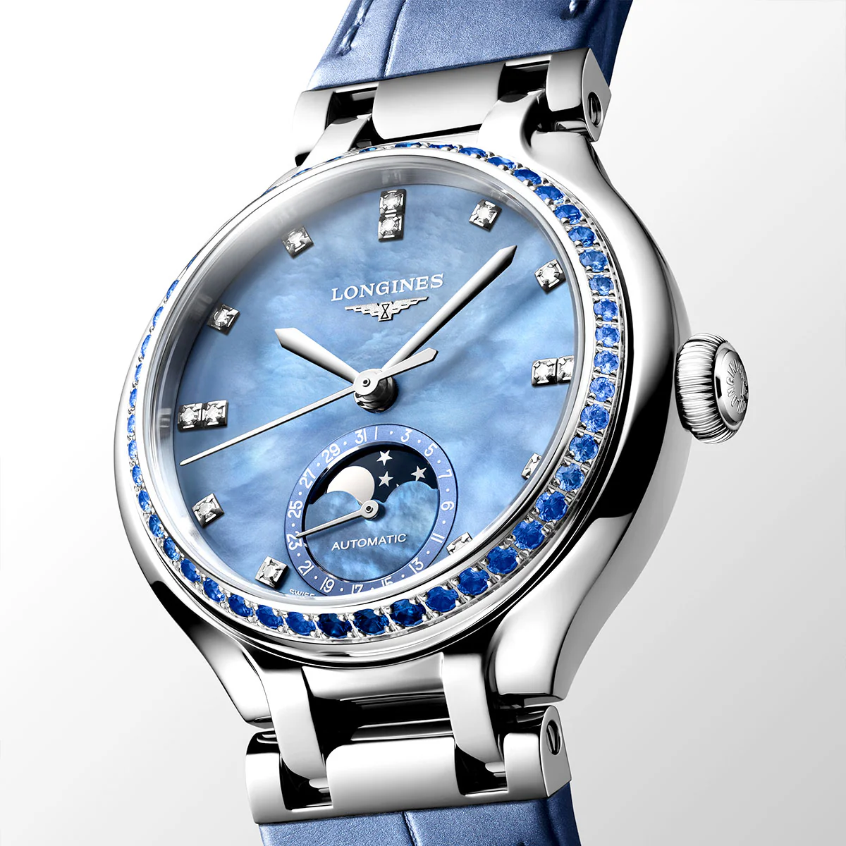 PrimaLuna Moonphase 34mm Steel Automatic Strap Watch - Image 6