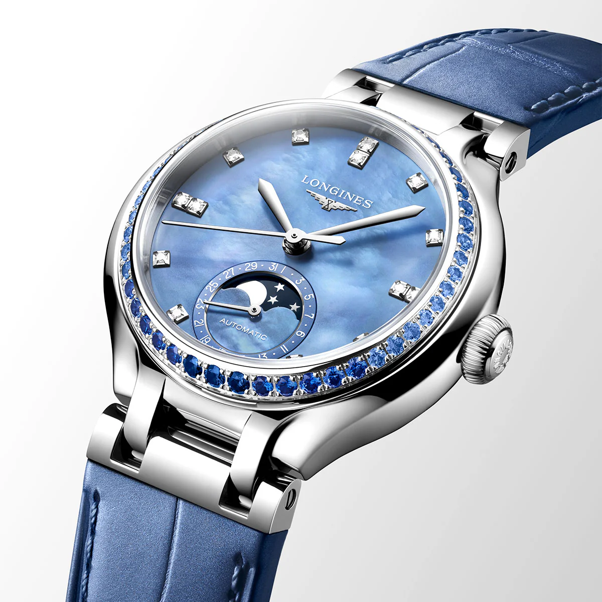 PrimaLuna Moonphase 34mm Steel Automatic Strap Watch - Image 7