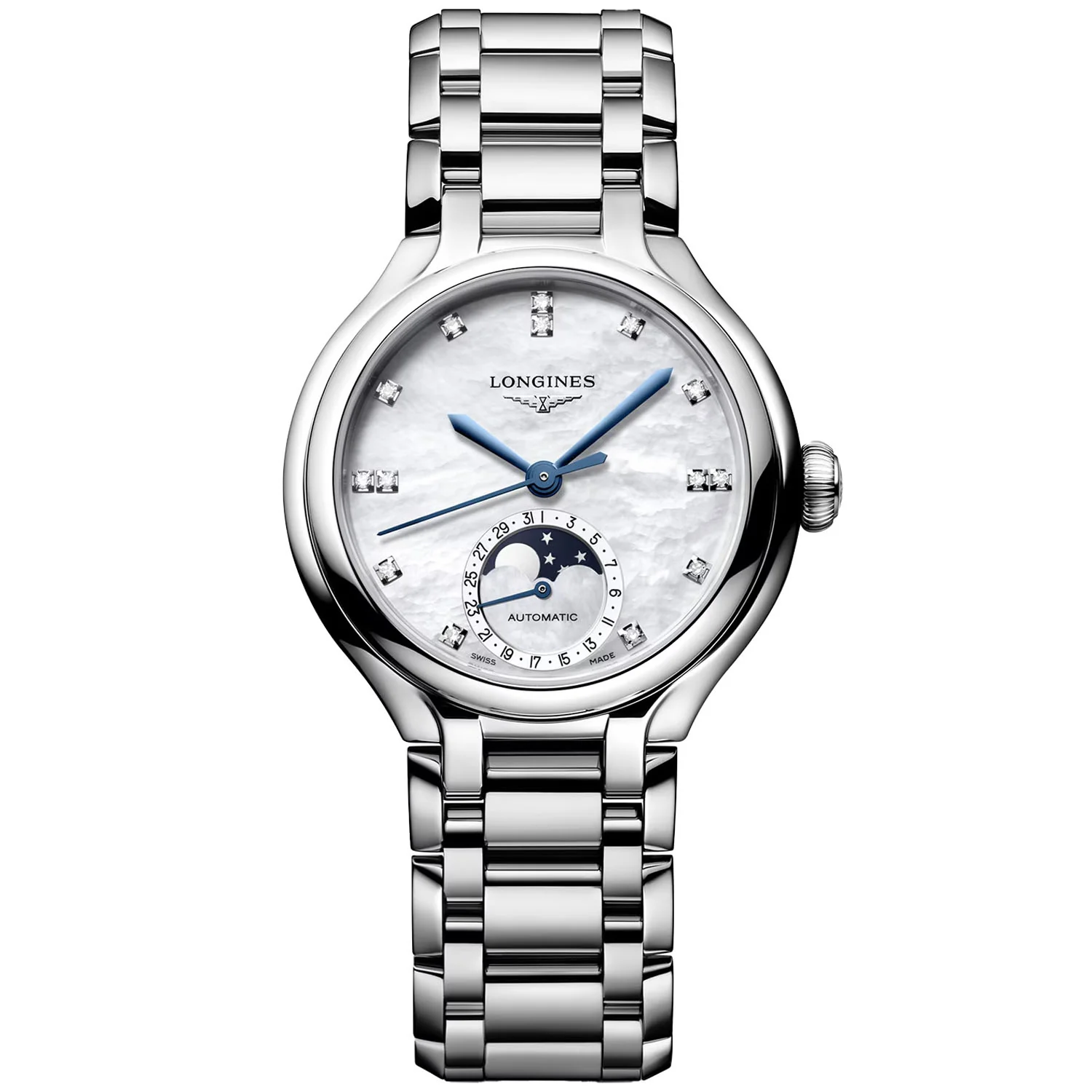 PrimaLuna Moonphase 34mm Steel Automatic Bracelet Watch