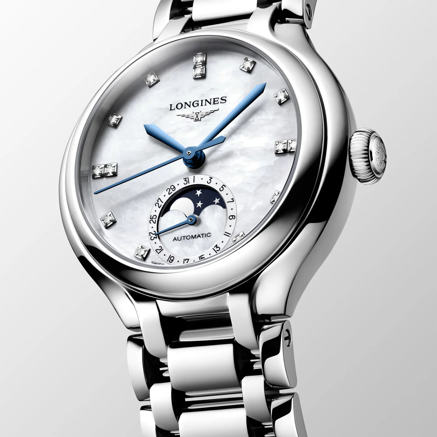 PrimaLuna Moonphase 34mm Steel Automatic Bracelet Watch - Image 2