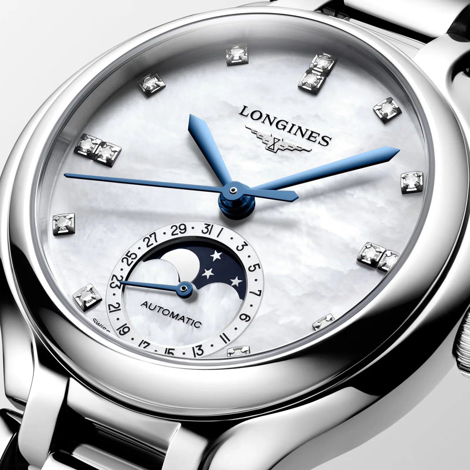 PrimaLuna Moonphase 34mm Steel Automatic Bracelet Watch - Image 3