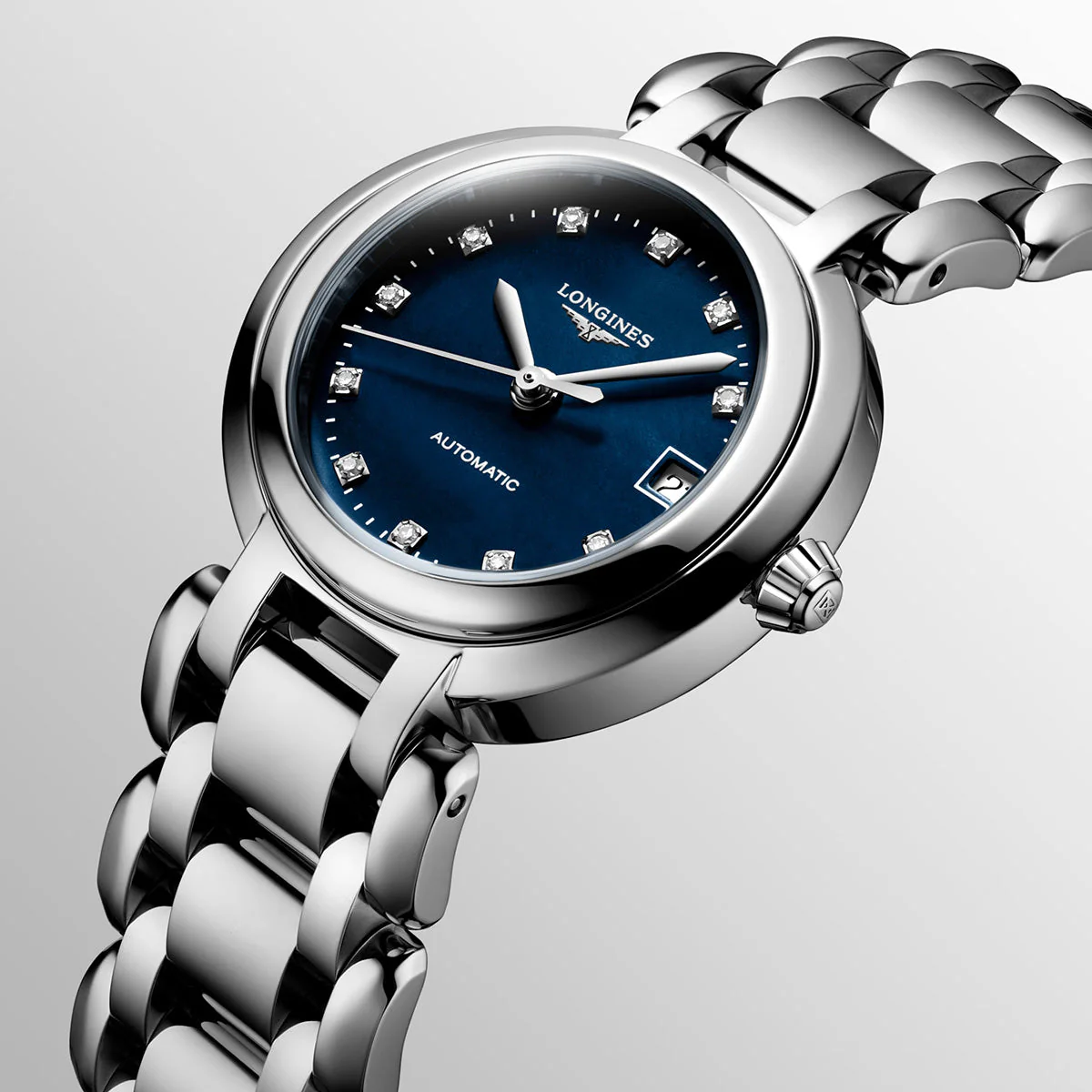 PrimaLuna 26mm Steel Ladies Blue Mother of Pearl Dial Automatic Watch - Image 4