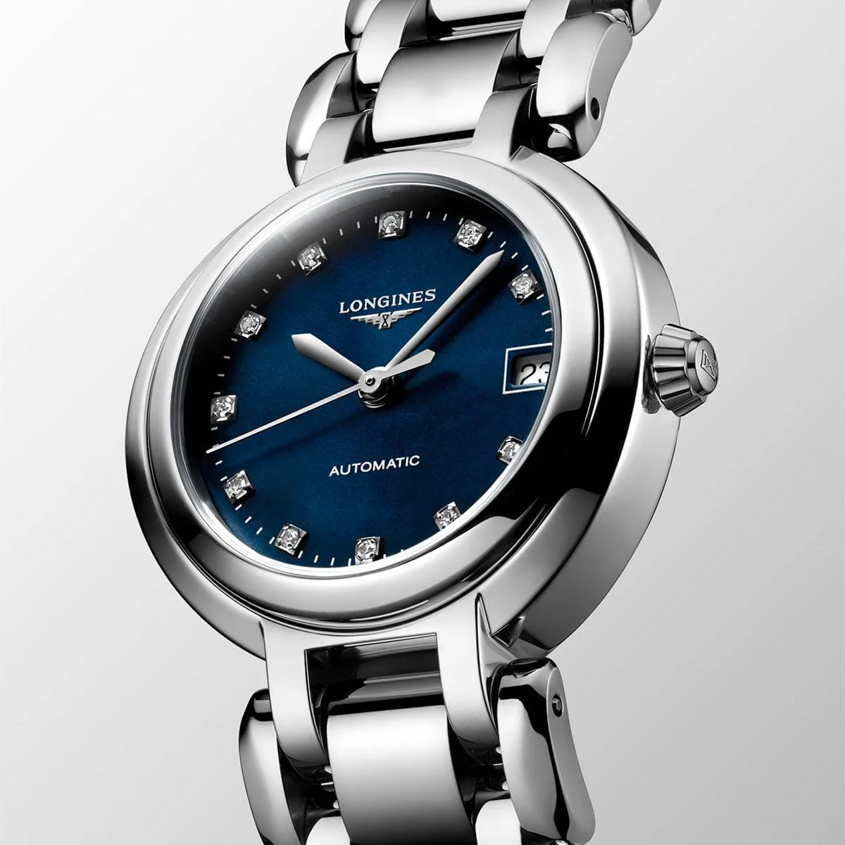 PrimaLuna 26mm Steel Ladies Blue Mother of Pearl Dial Automatic Watch - Image 5