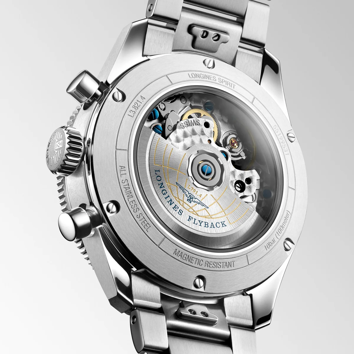 Spirit Flyback 42mm Sunray Black Dial Chronograph Bracelet Watch - Image 6