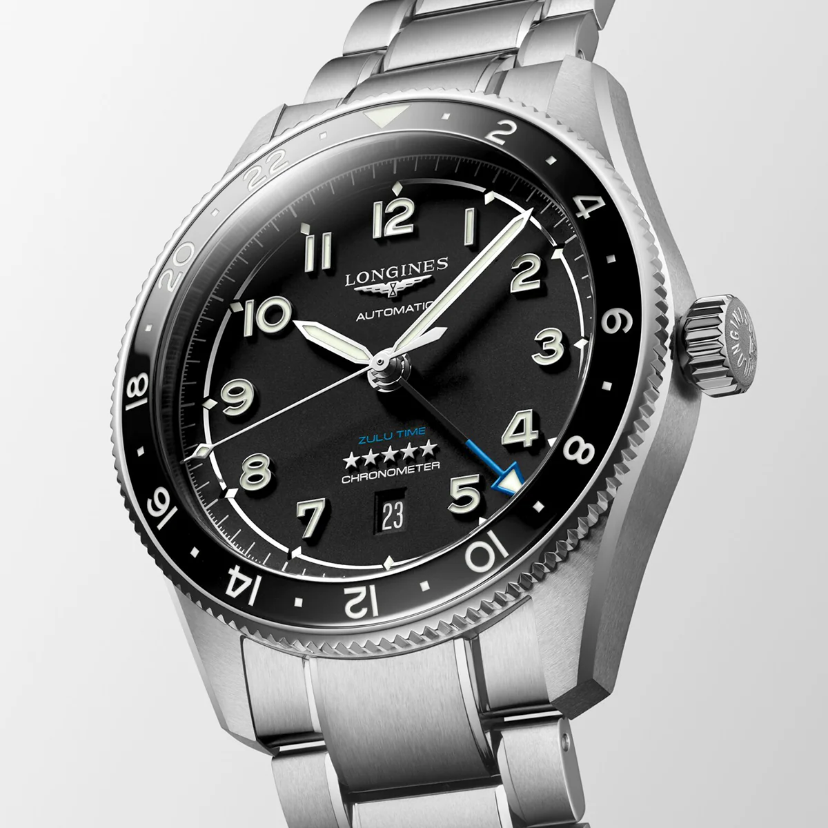 Spirit Zulu Time 42mm Black Dial Automatic Bracelet Watch - Image 4