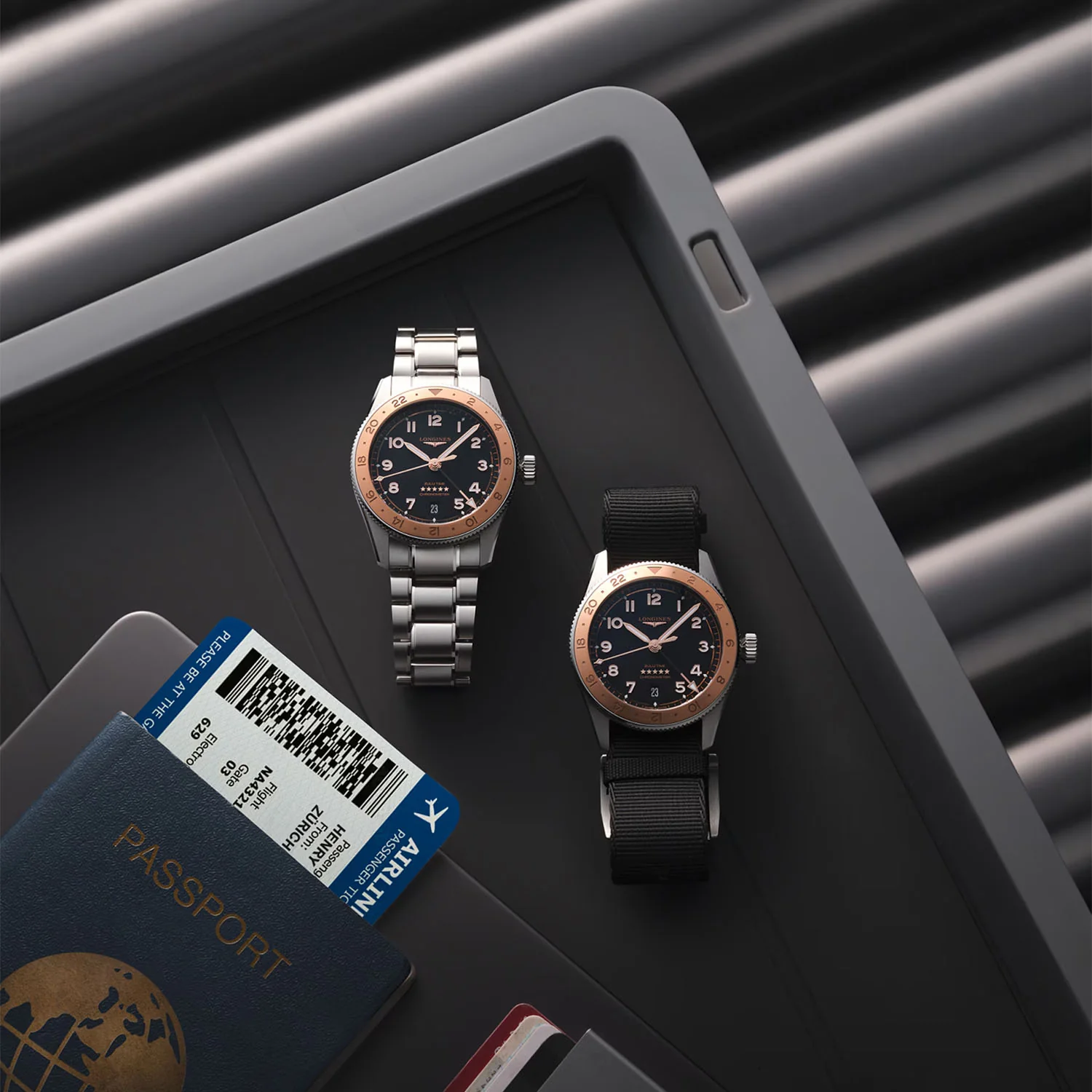 Spirit Zulu Time 1925 39mm 18ct Rose Gold Bezel Bracelet Watch - Image 10