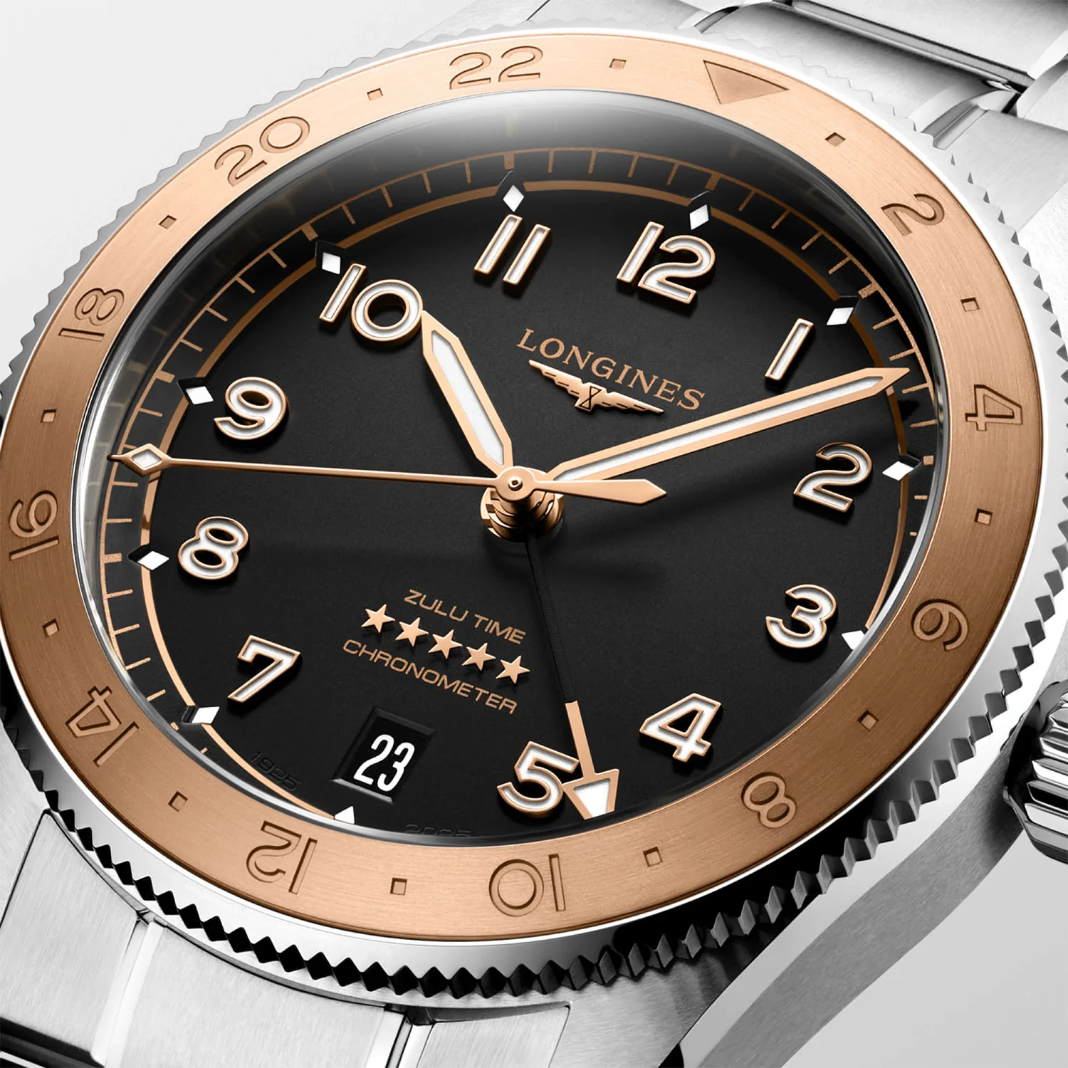 Spirit Zulu Time 1925 39mm 18ct Rose Gold Bezel Bracelet Watch - Image 2
