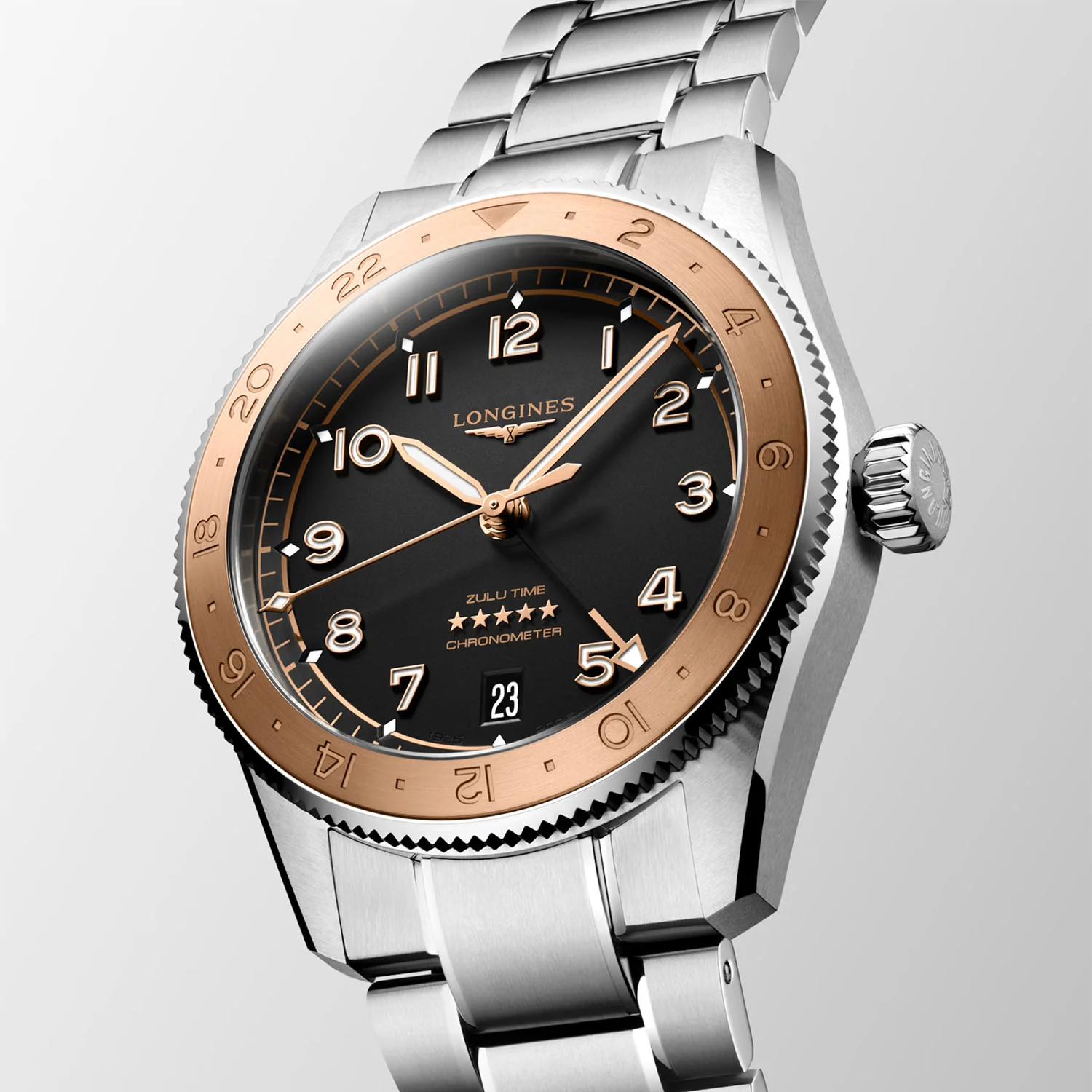 Spirit Zulu Time 1925 39mm 18ct Rose Gold Bezel Bracelet Watch - Image 3