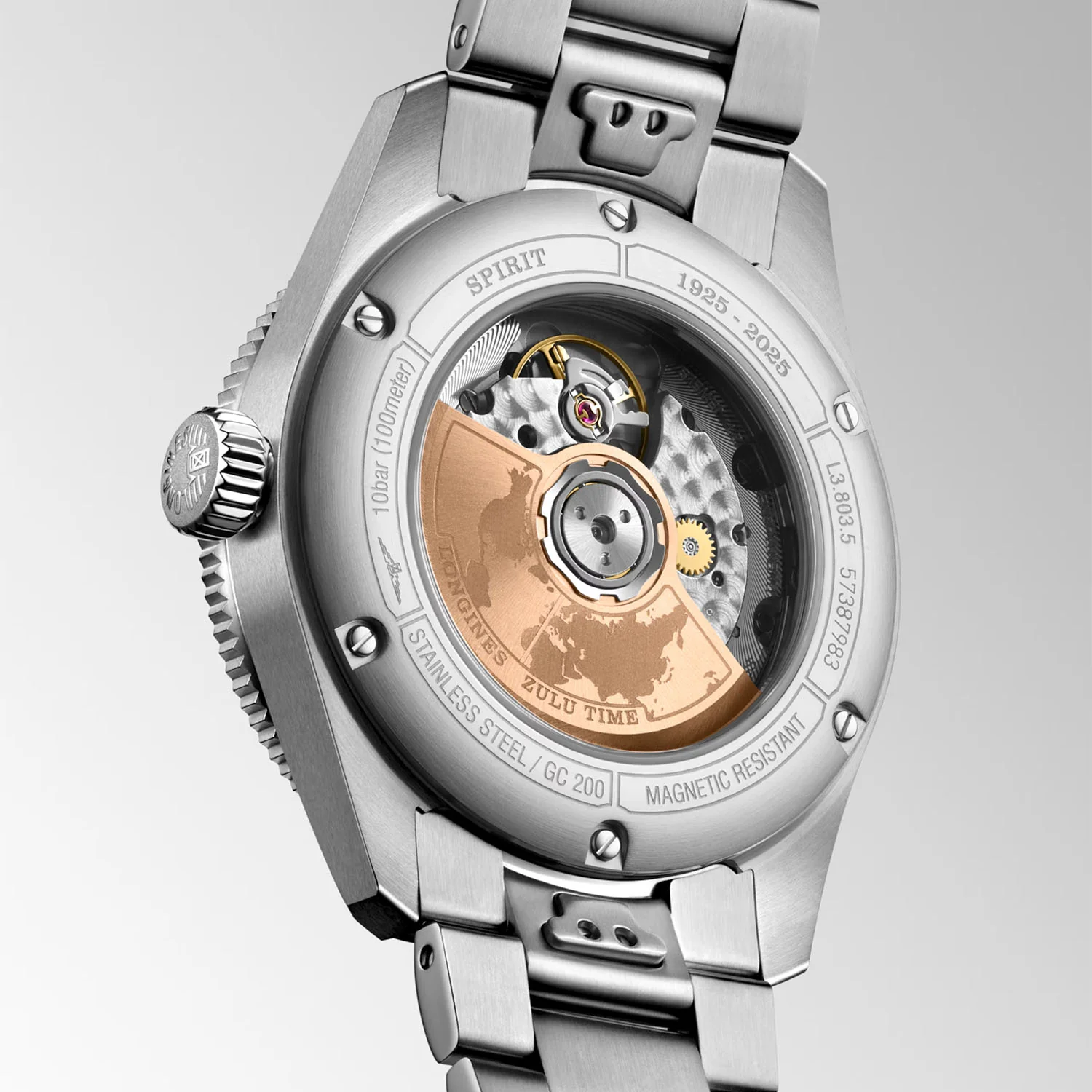 Spirit Zulu Time 1925 39mm 18ct Rose Gold Bezel Bracelet Watch - Image 4
