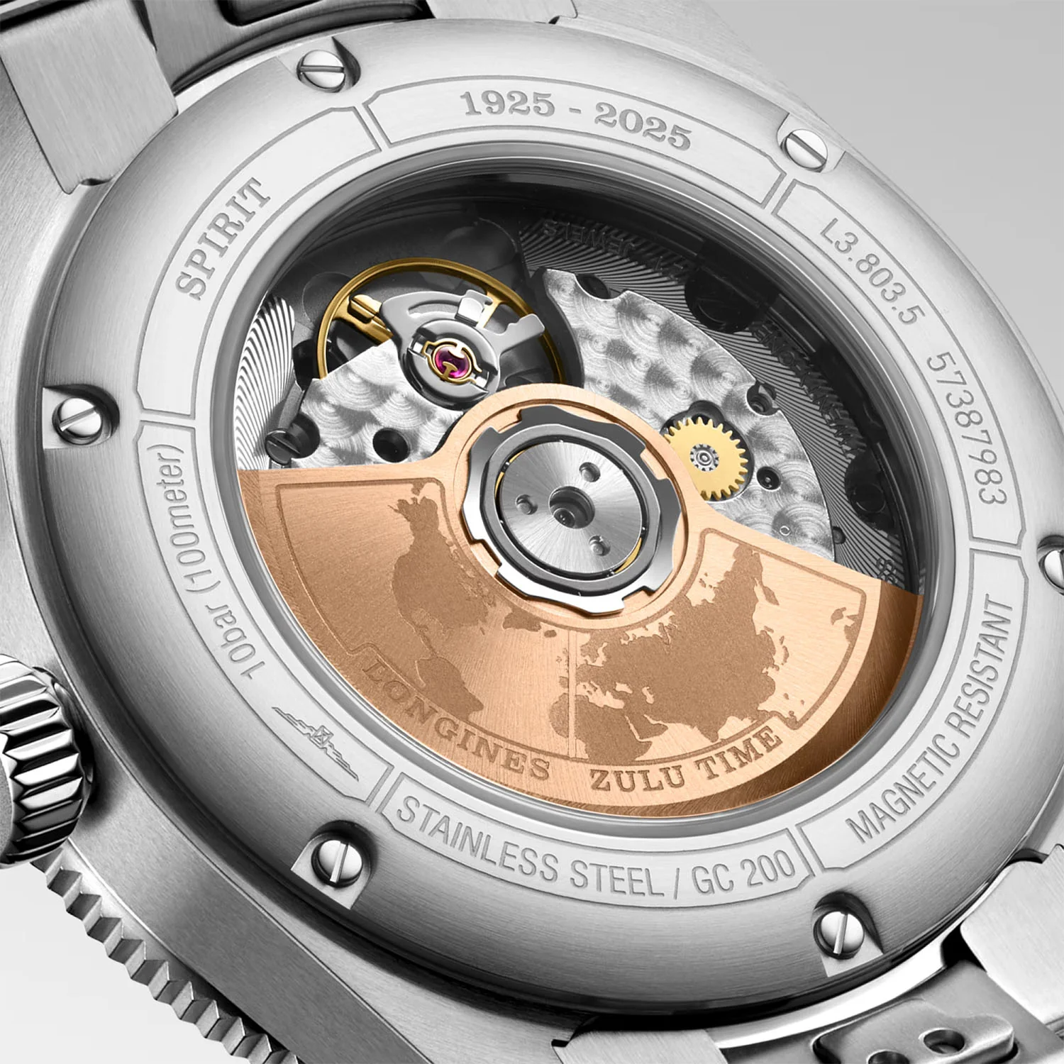 Spirit Zulu Time 1925 39mm 18ct Rose Gold Bezel Bracelet Watch - Image 5
