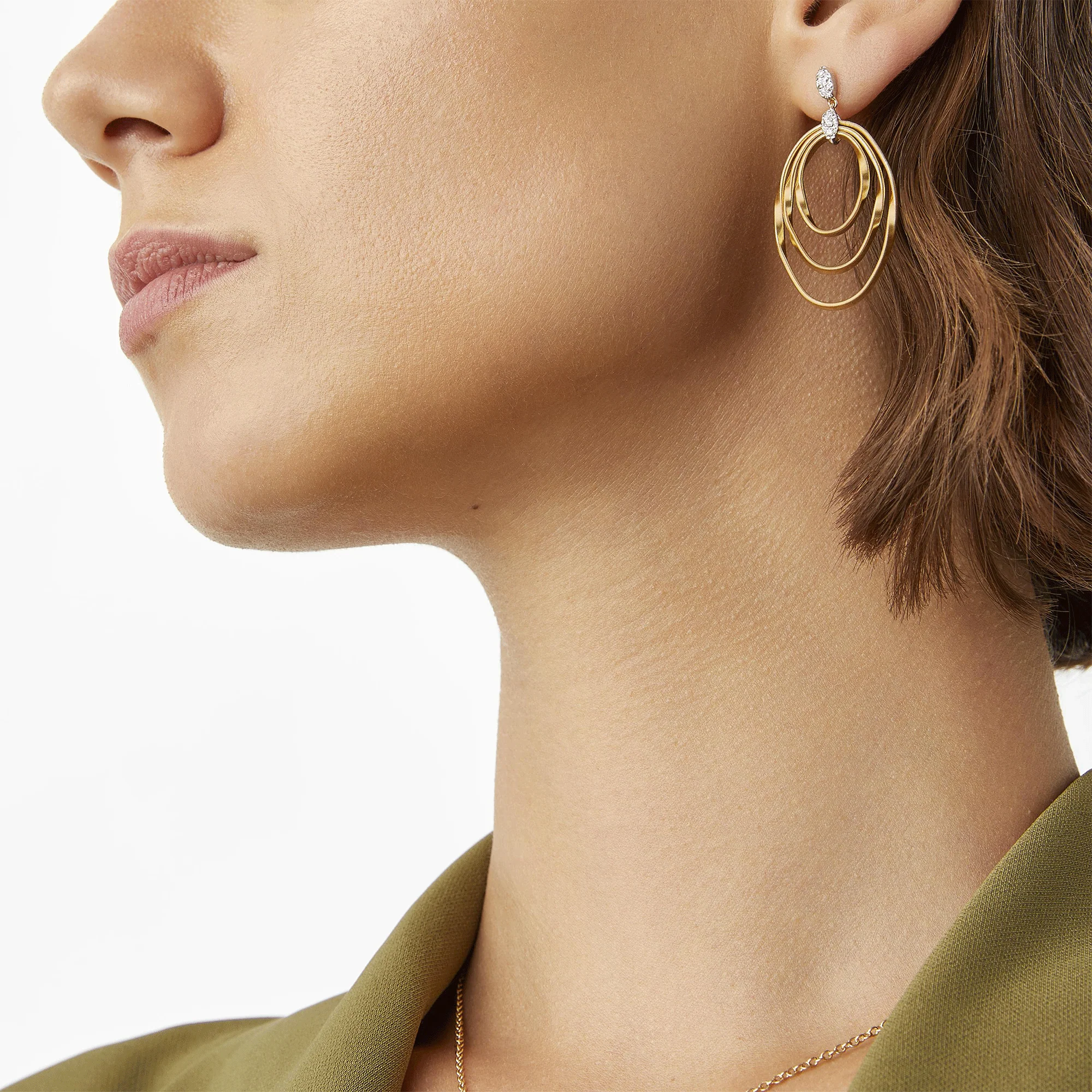 Marrakech Onde 18ct Yellow Gold Diamond Drop Earrings - Image 2