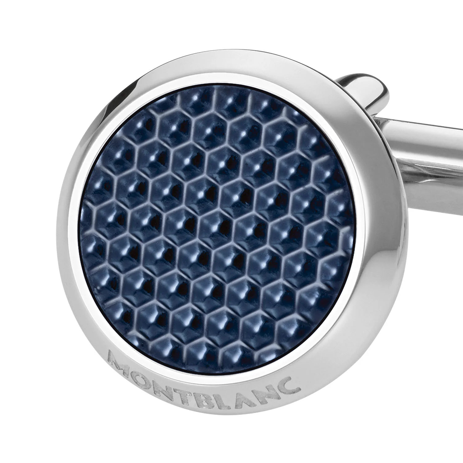 Meisterstuck Round Steel Blue Lacquer Cufflinks - Image 2