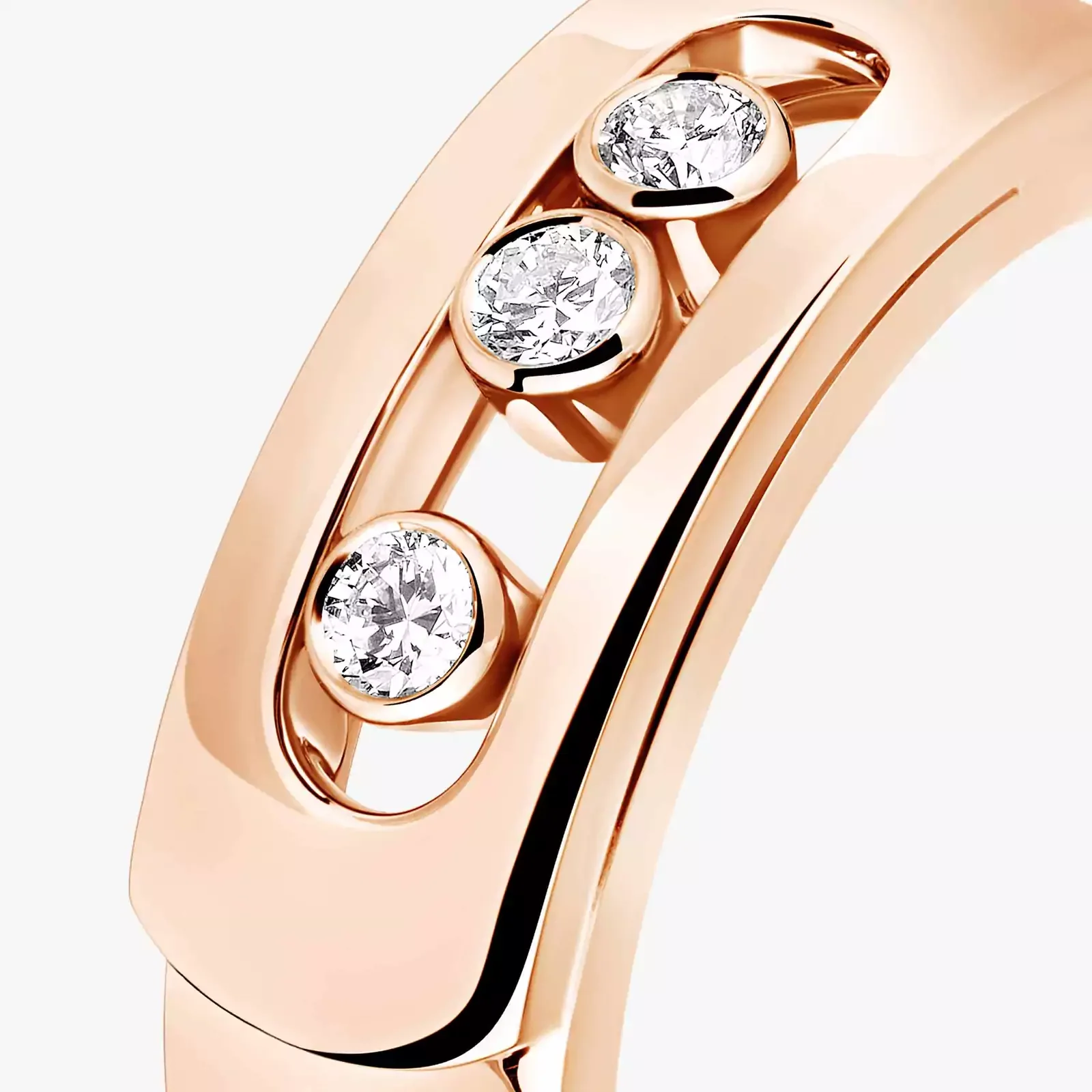 18ct Pink Gold Move Noa Three Moving Diamonds Ring - Image 3