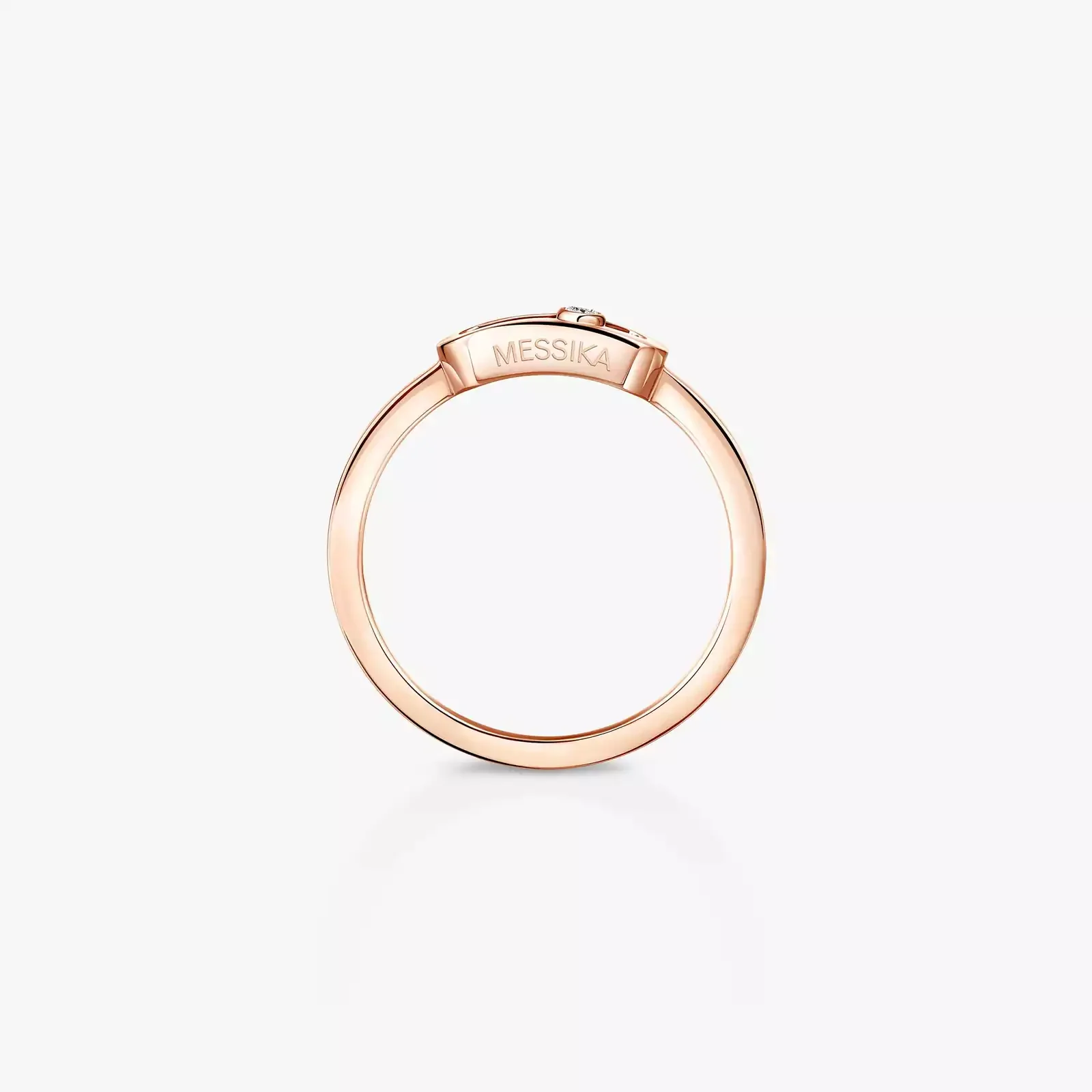 18ct Pink Gold Move Uno Single Diamond And Pave Set Ring - Image 3