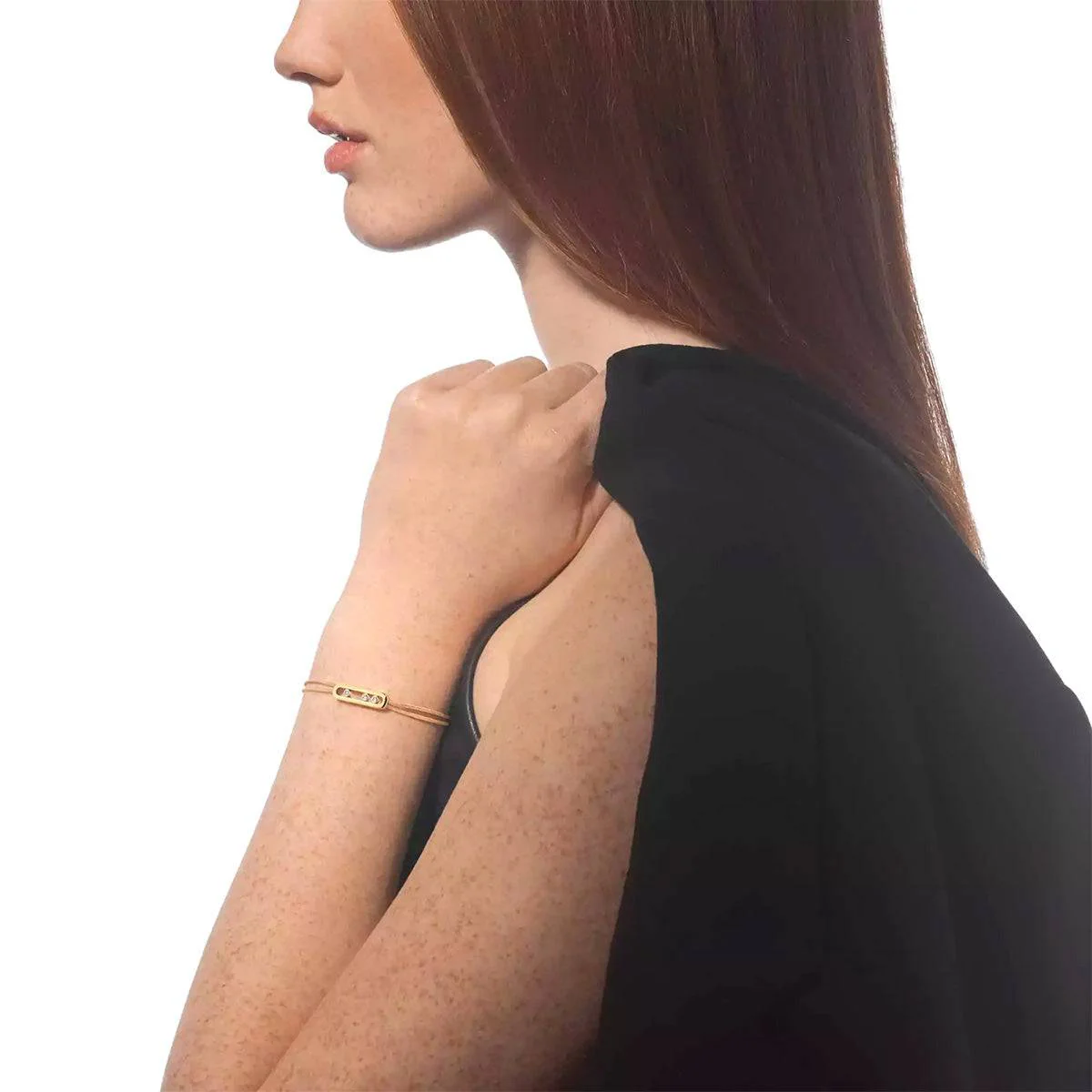 18ct Yellow Gold Diamond Set Messika Cares Beige Cord Bracelet - Image 3