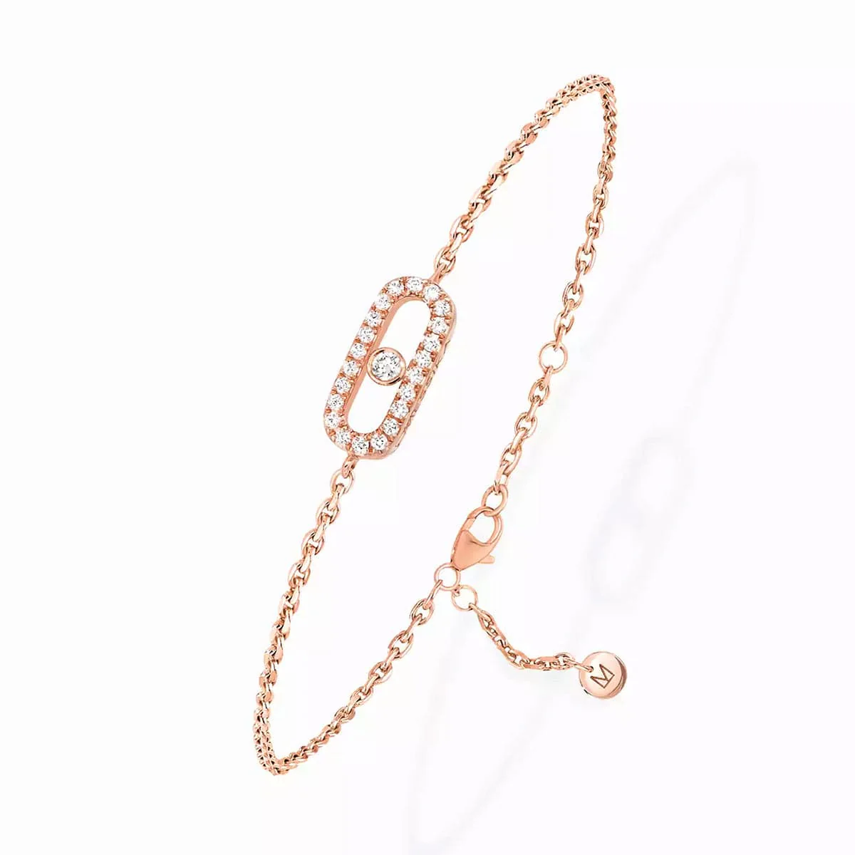 18ct Pink Gold Pave Diamond Set Messika Cares Bracelet