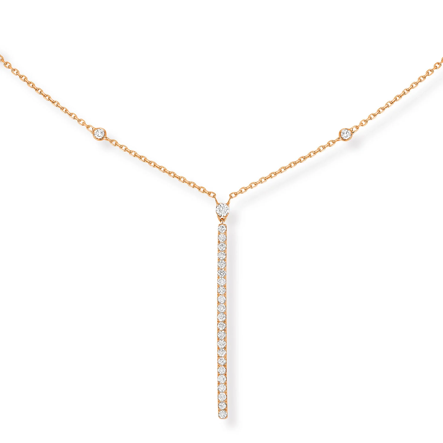 Gatsby 18ct Pink Gold Diamond Bar Necklace - Image 3