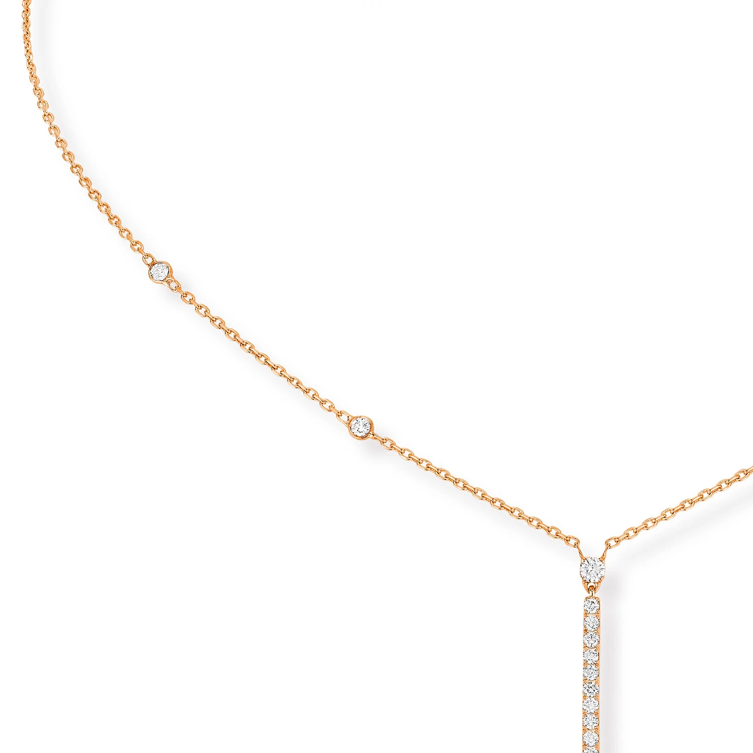 Gatsby 18ct Pink Gold Diamond Bar Necklace - Image 4