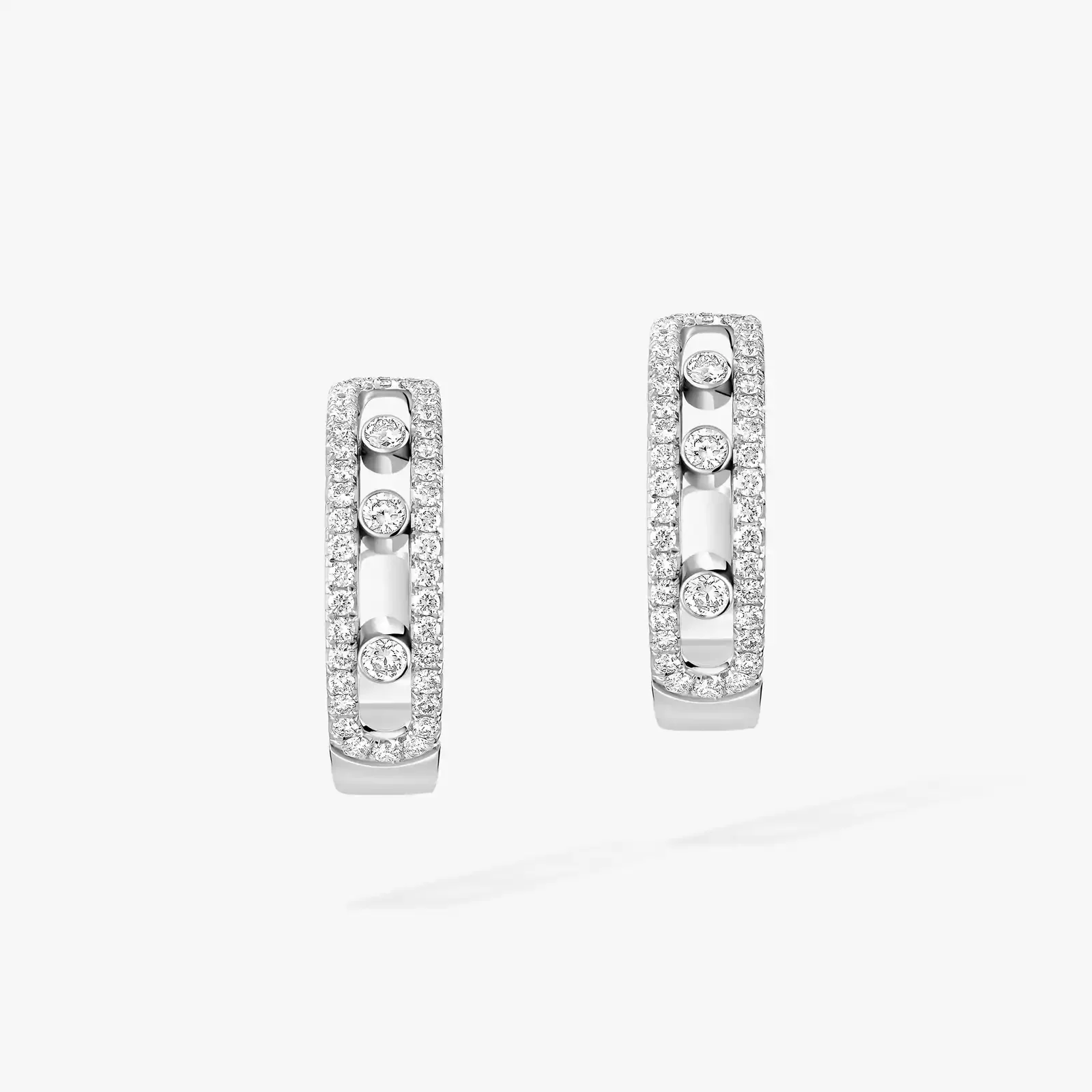 Move 18ct White Gold Pave Set Hoop Earrings - Image 3