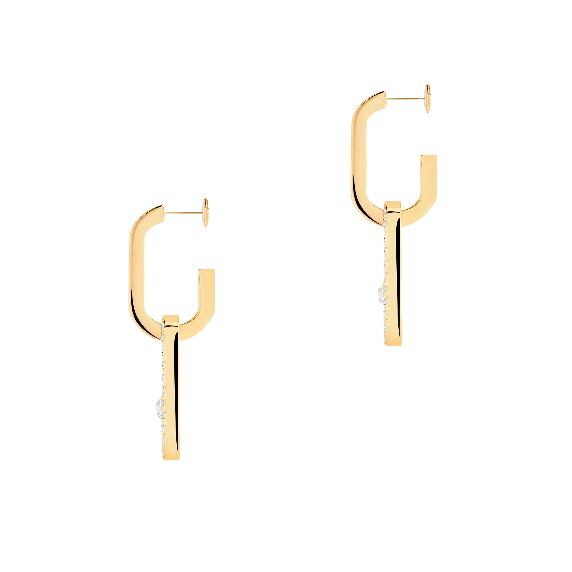 Move Link 18ct Yellow Gold Diamond Drop Earrings - Image 2