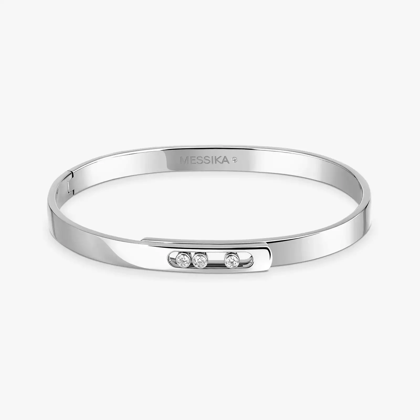 Move Noa Slim 18ct White Gold Diamond Set Bangle - Image 3