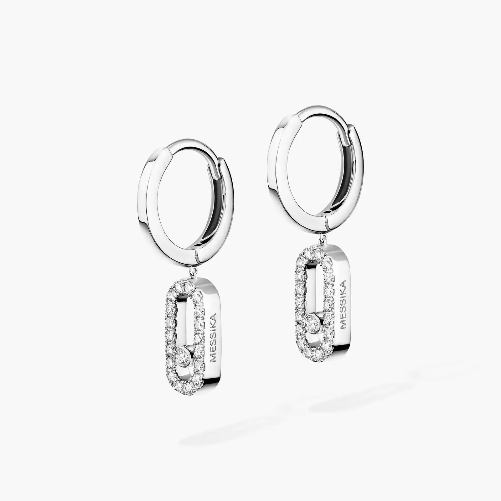 Move Uno 18ct White Gold Diamond Drop Earrings - Image 3