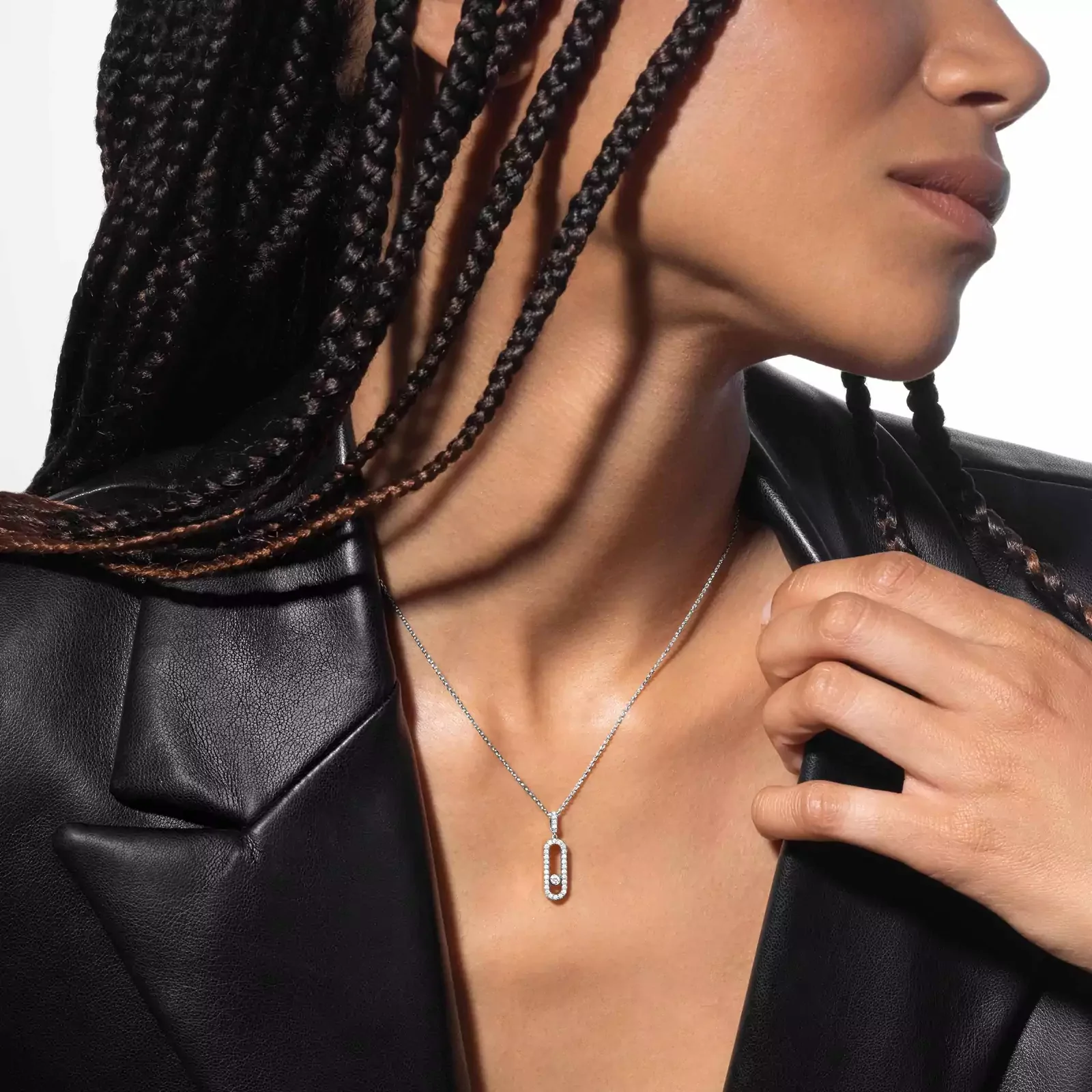 Move Uno 18ct White Gold Pave Diamond Pendant - Image 2
