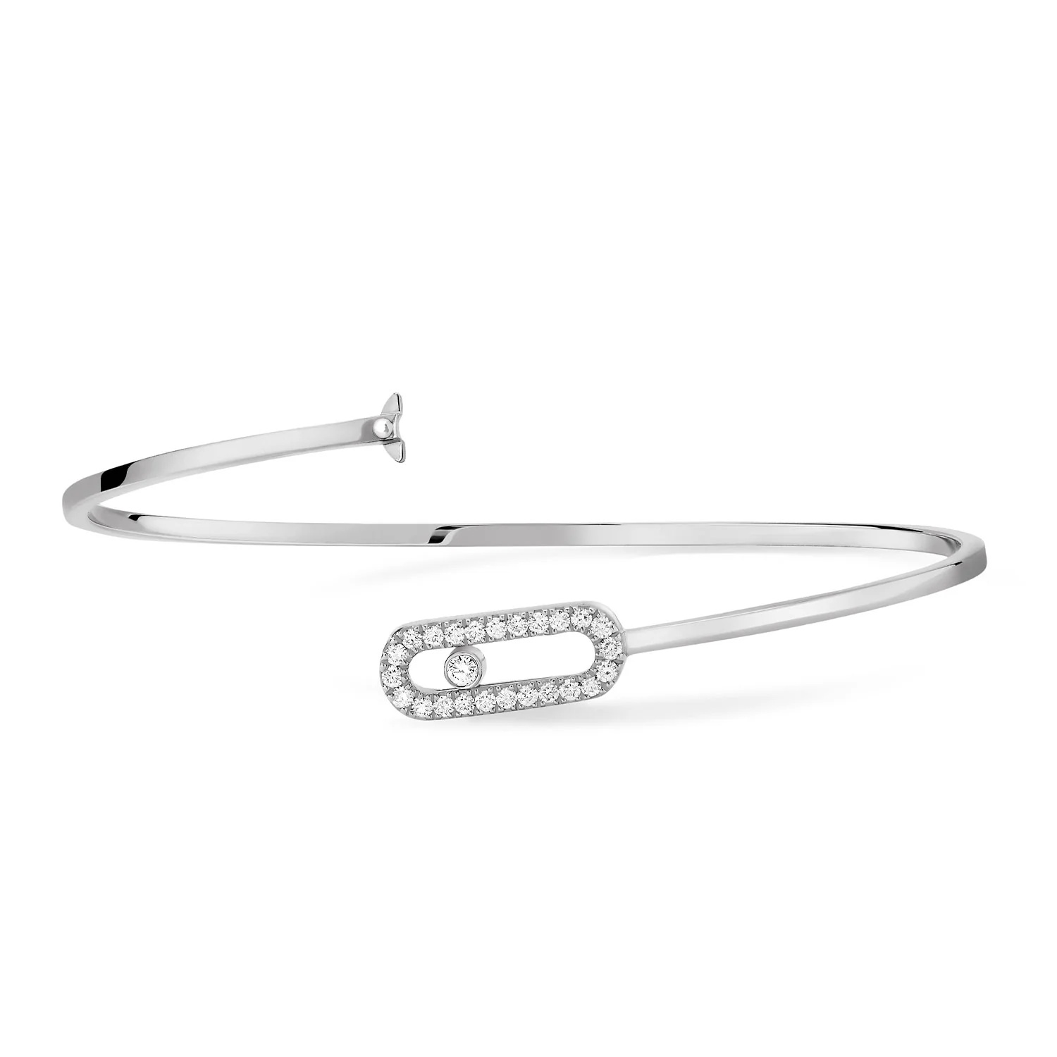 Move Uno 18ct White Gold Pave Diamond Set Flex Bangle - Image 3
