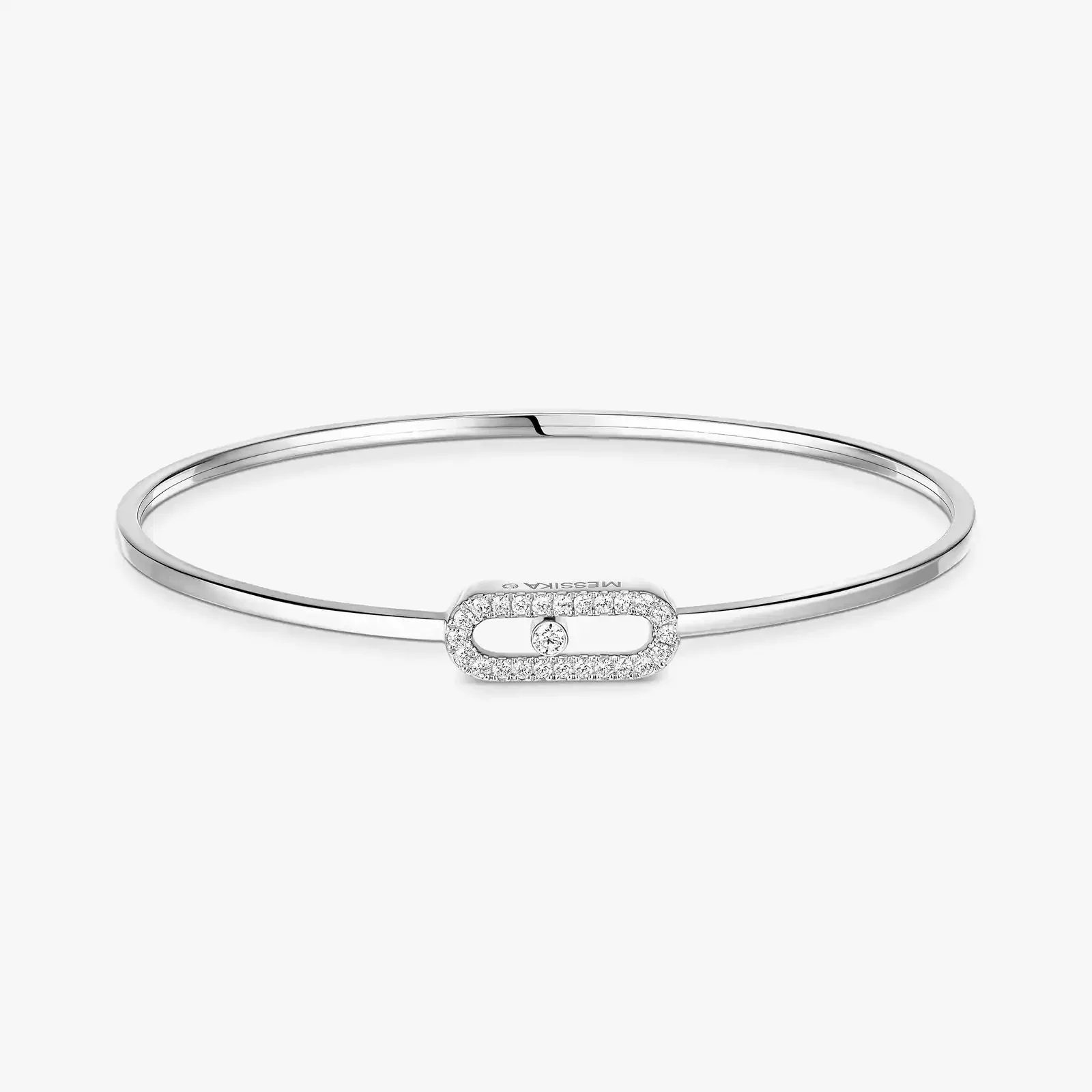 Move Uno 18ct White Gold Pave Diamond Set Flex Bangle - Image 4