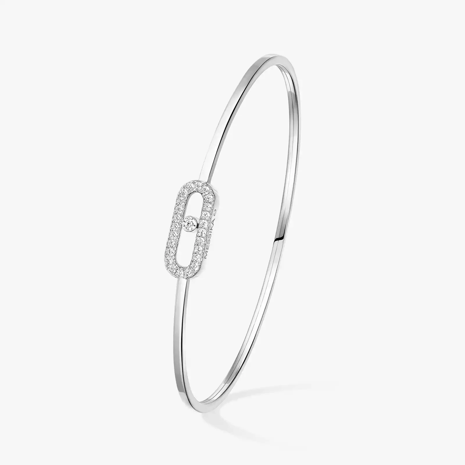 Move Uno 18ct White Gold Pave Diamond Set Flex Bangle - Image 6