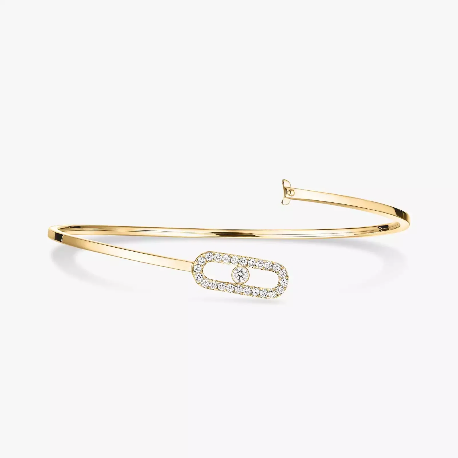 Move Uno 18ct Yellow Gold Pave Diamond Set Flex Bangle - Image 3