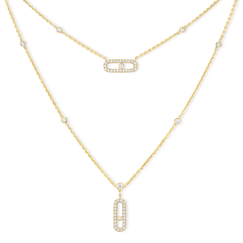 Move Uno Pave Diamond Set 2 Row 18ct Yellow Gold Diamond - Image 2