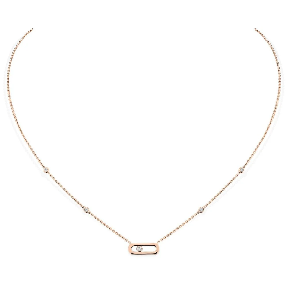 18ct Pink Gold Move Uno Diamond Necklace - Image 4