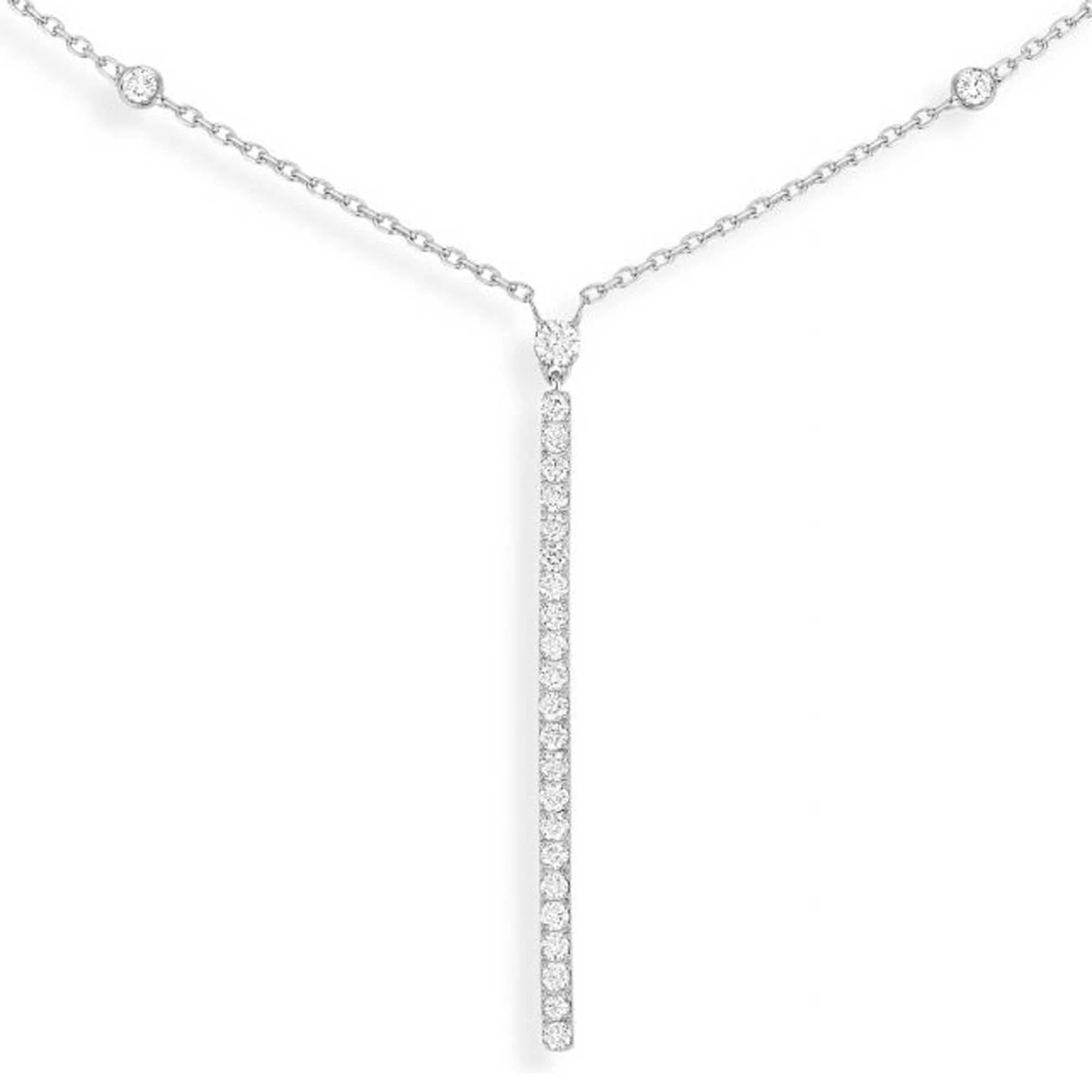 Gatsby 18ct White Gold Diamond Bar Necklace - Image 2