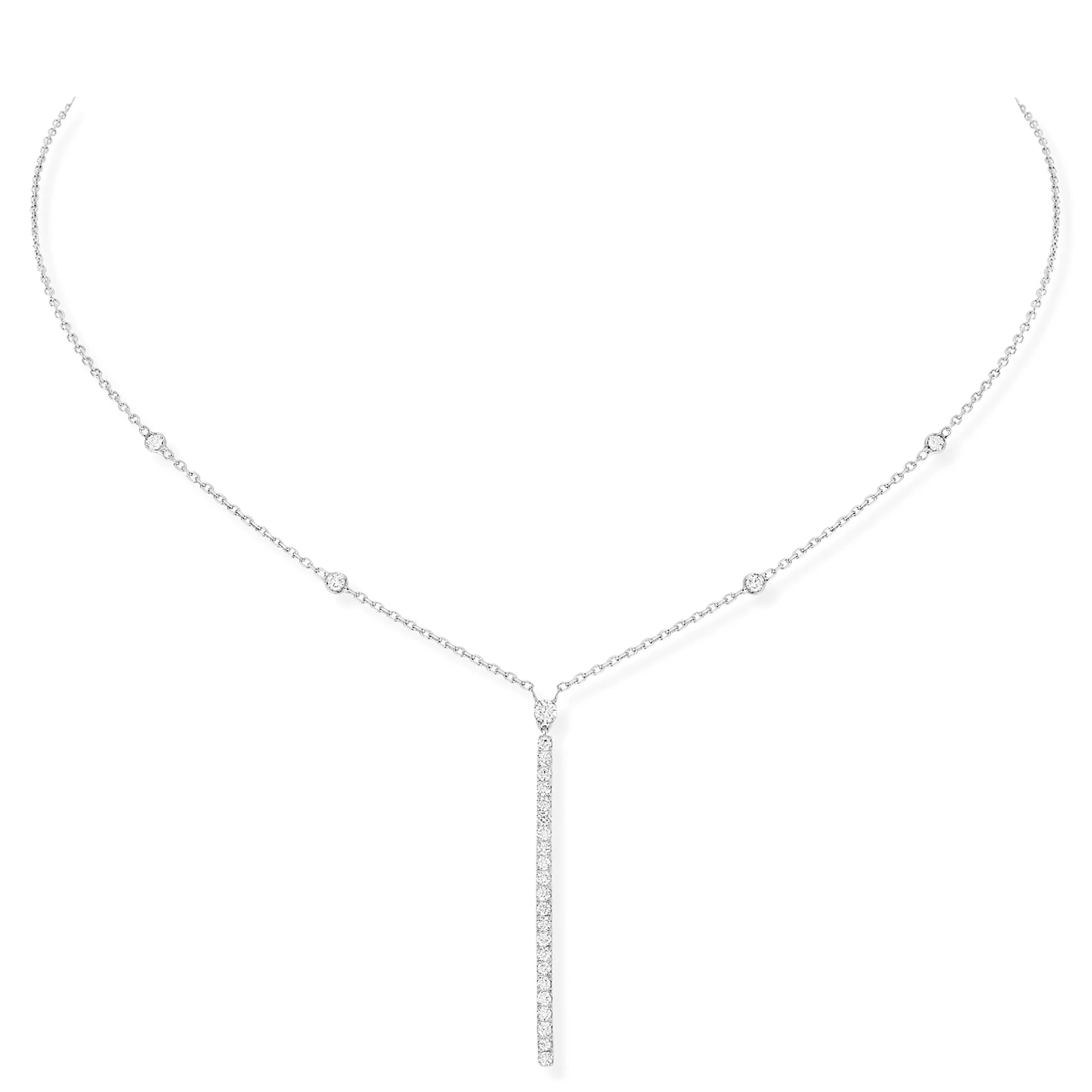 Gatsby 18ct White Gold Diamond Bar Necklace - Image 5